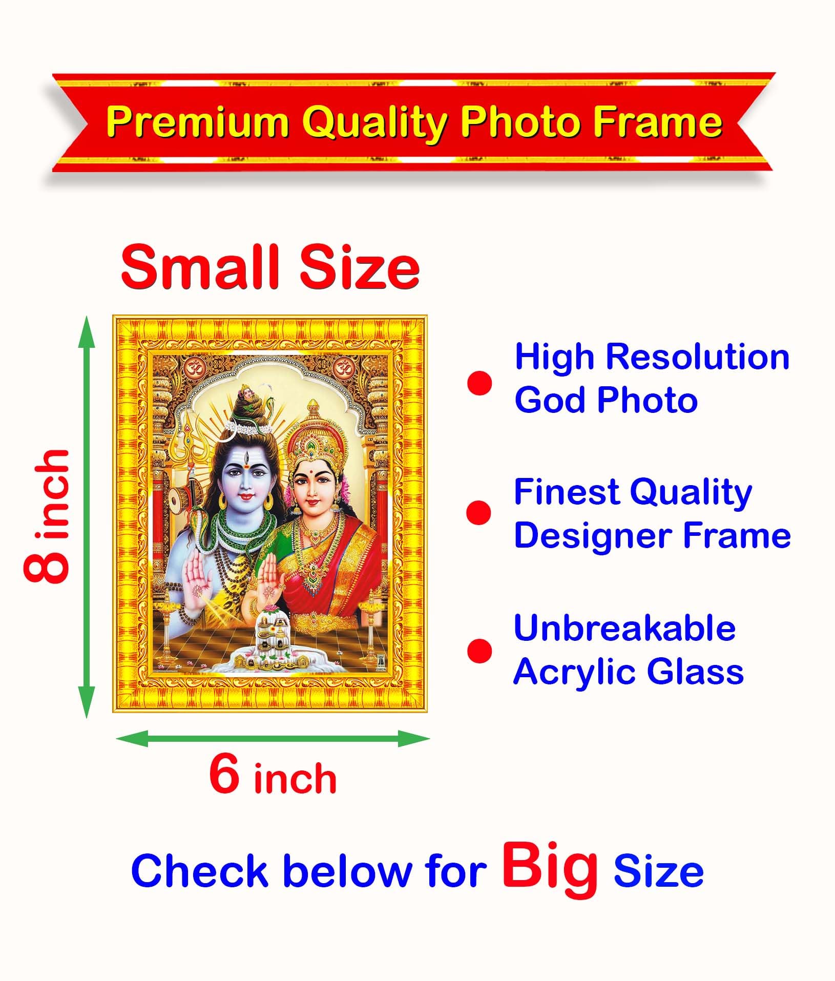 Pavan Photo Laminations Shiv Parvati Shiva Parvathi 12 Jyotirling Wall Painting Framed Home Decor (Wood,Matte,Gold,Small Size,6