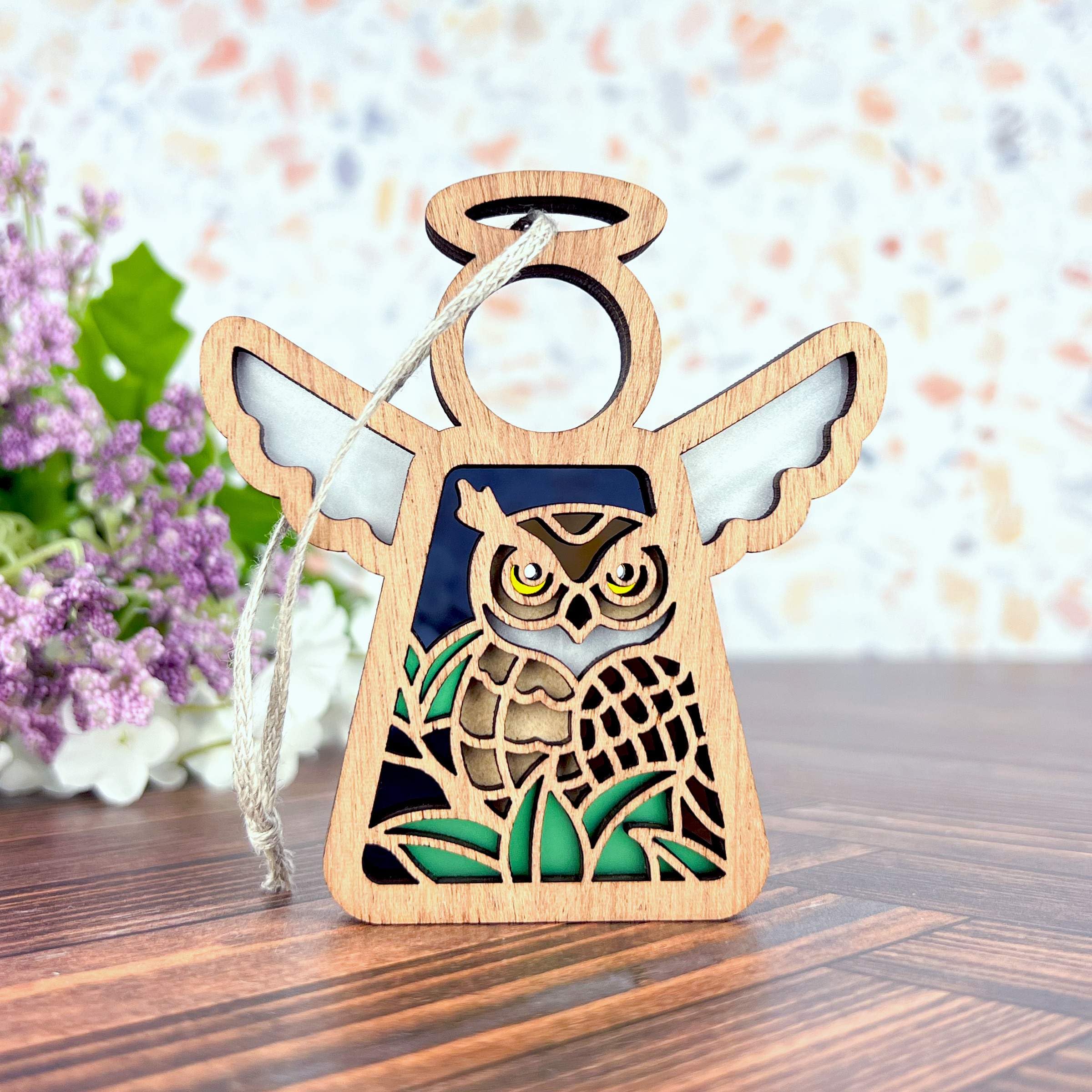 3.5 (H) Owl Ornament Decor - Cute Bird Gifts for Women - Great Horned Owl Figurine - Unique Bookshelf Decor