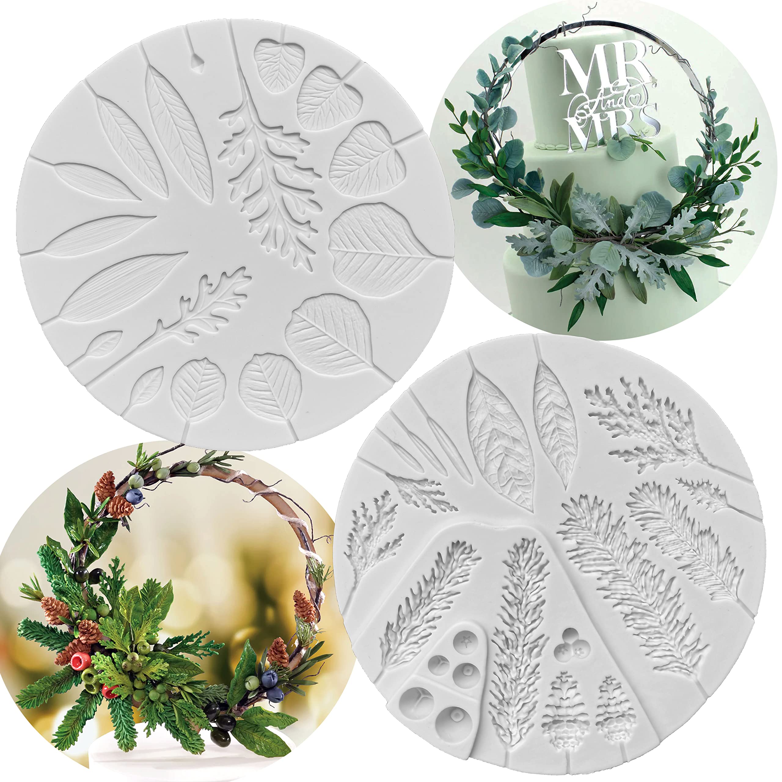 Zhuojie Flower Pro Winter Foliage & Wedding Foliage Silicone Mold Fondant Cake Decorating & Crafts For Wedding Garlands Cakes Ch