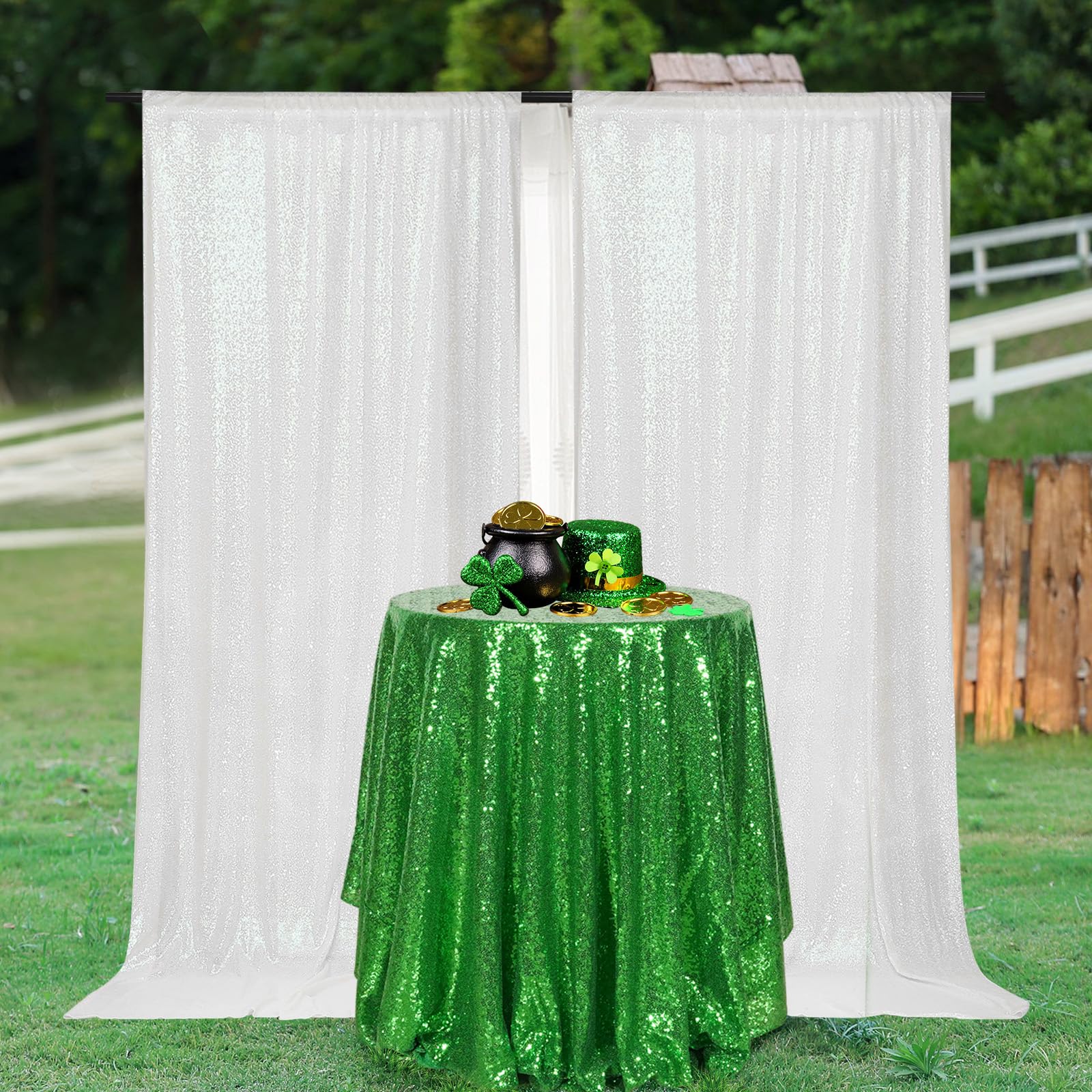 Partydelight Green Sequin Tablecloth 90 Inch Round Tablecloth Glitter Tablecloth For Party Baby Shower Christmas Decorations
