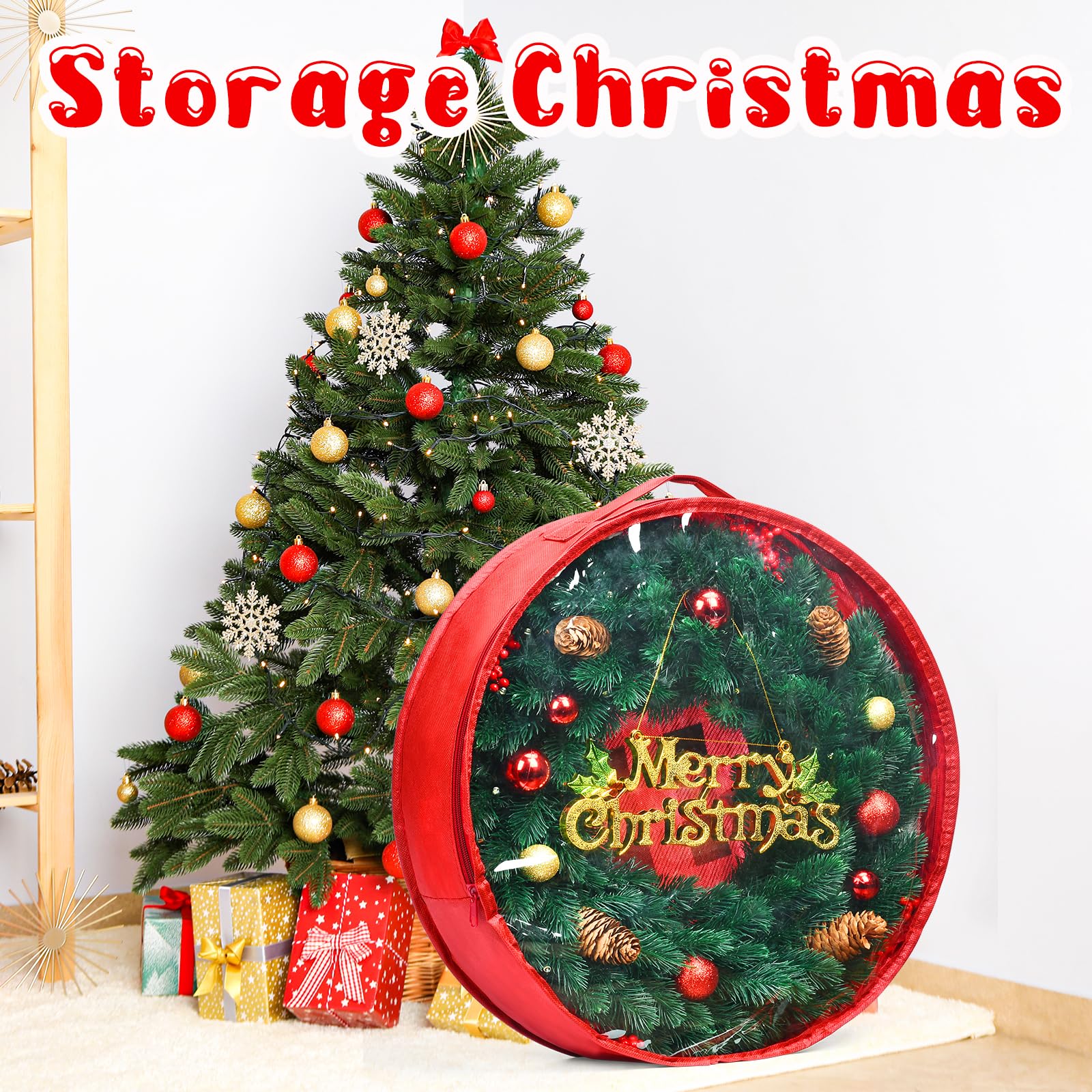 Noodunch Christmas Wreath Storage Container Wreath Storage Bag 3 Pcs 30 Inch With Zipper And Sturdy Carrying Handle For Christma