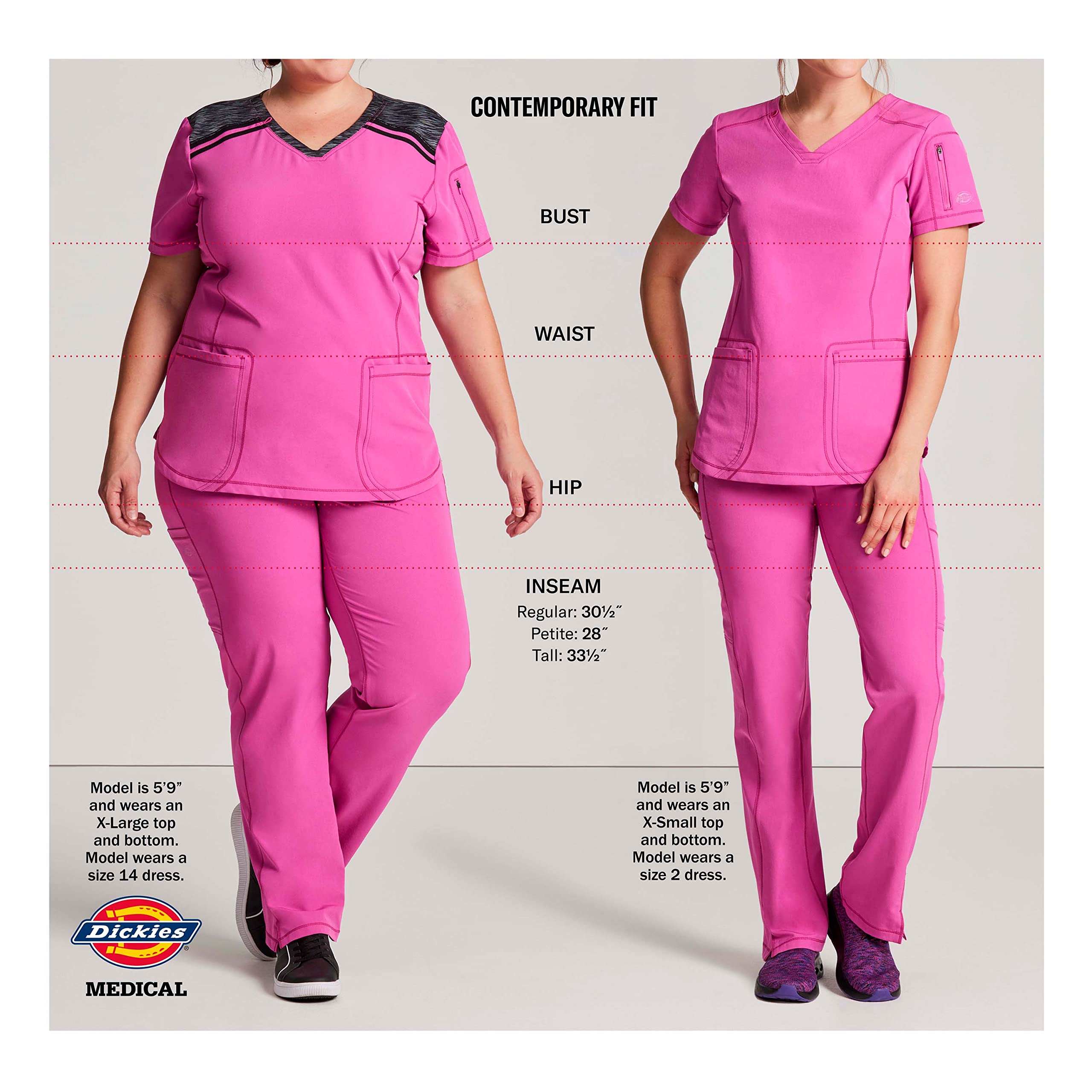 Dickies Eds Essentials Scrubs, V-Neck Womens Tops With Four-Way Stretch And Moisture Wicking Dk615, M, Navy
