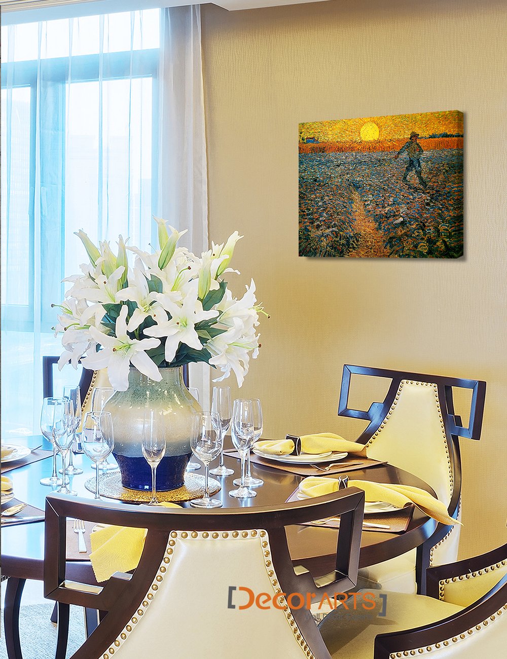 Decorarts - The Sower, Vincent Van Gogh Art Reproduction. Giclee Canvas Prints Wall Art For Home Decor 20X16, Depth 1.5