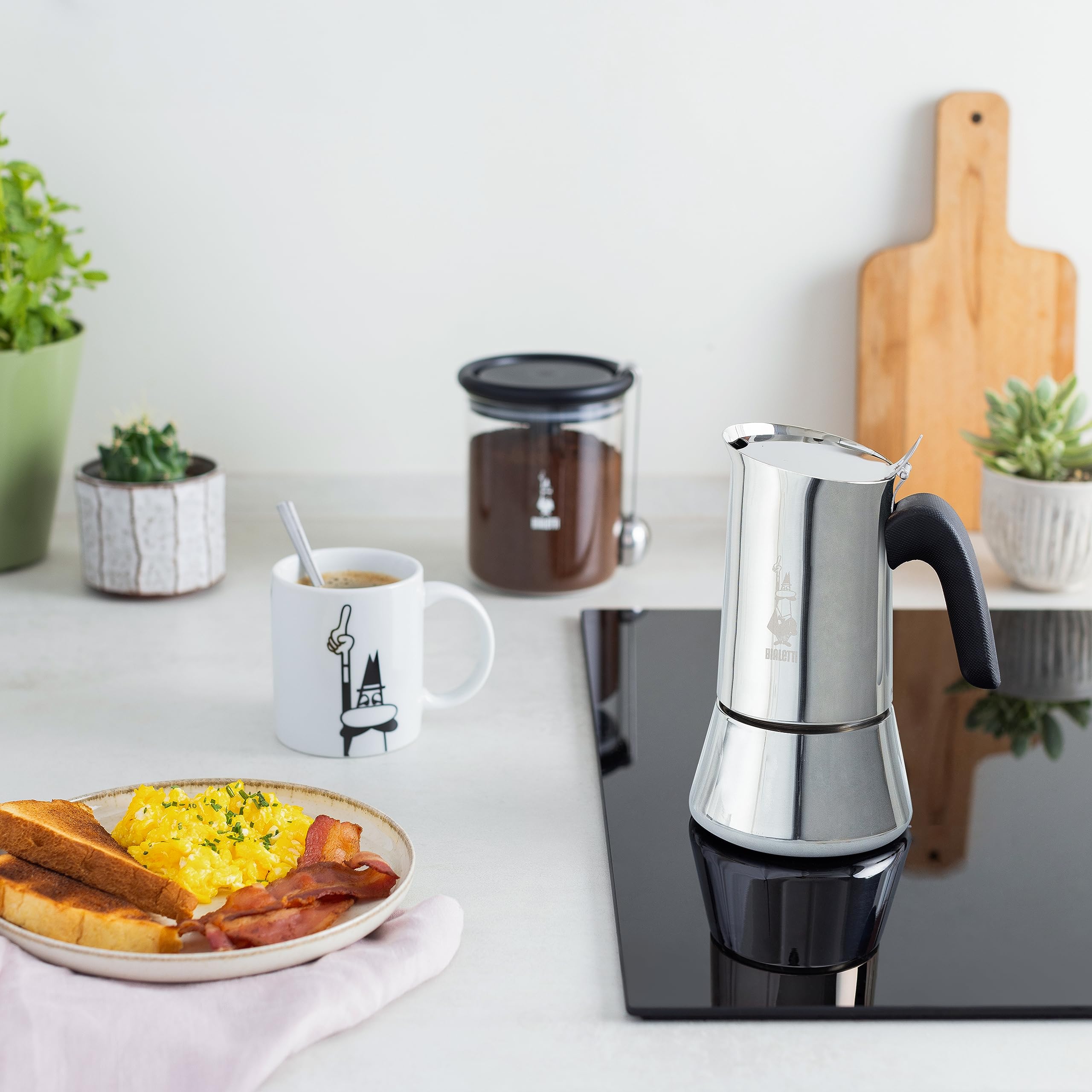 Bialetti New Venus Induction Coffee Maker, 10 Cups, Stainless Steel, Silver, Model 0007256/CN