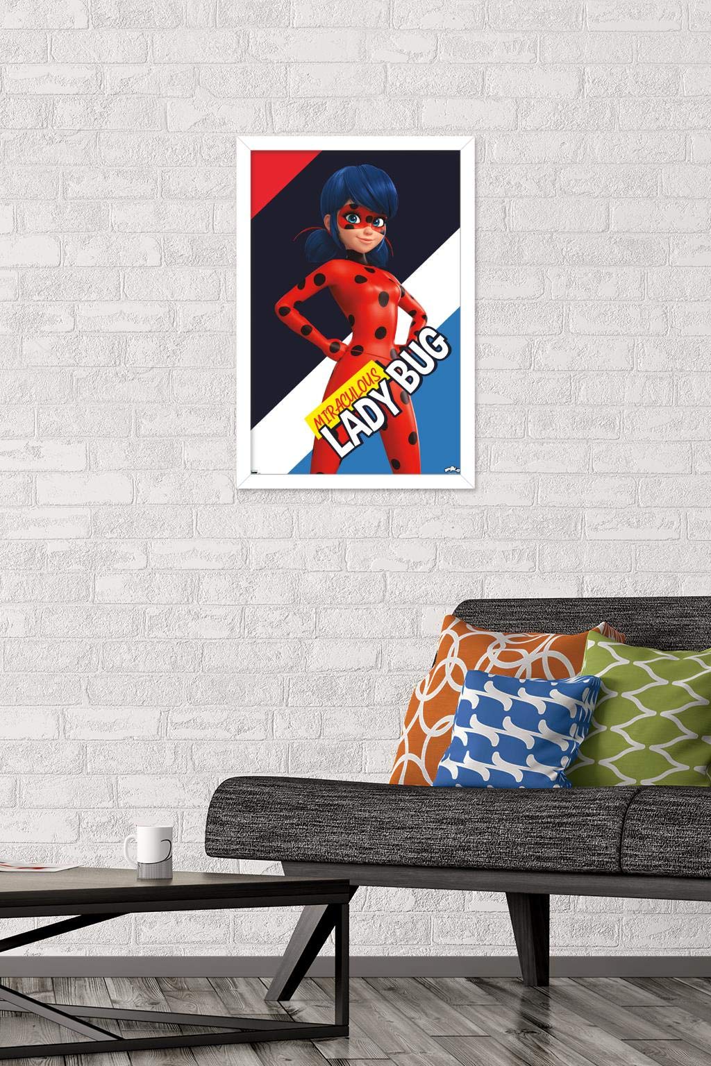 Trends International Miraculous-Ladybug Wall Poster, 14.725 In X 22.375 In, White Framed Version