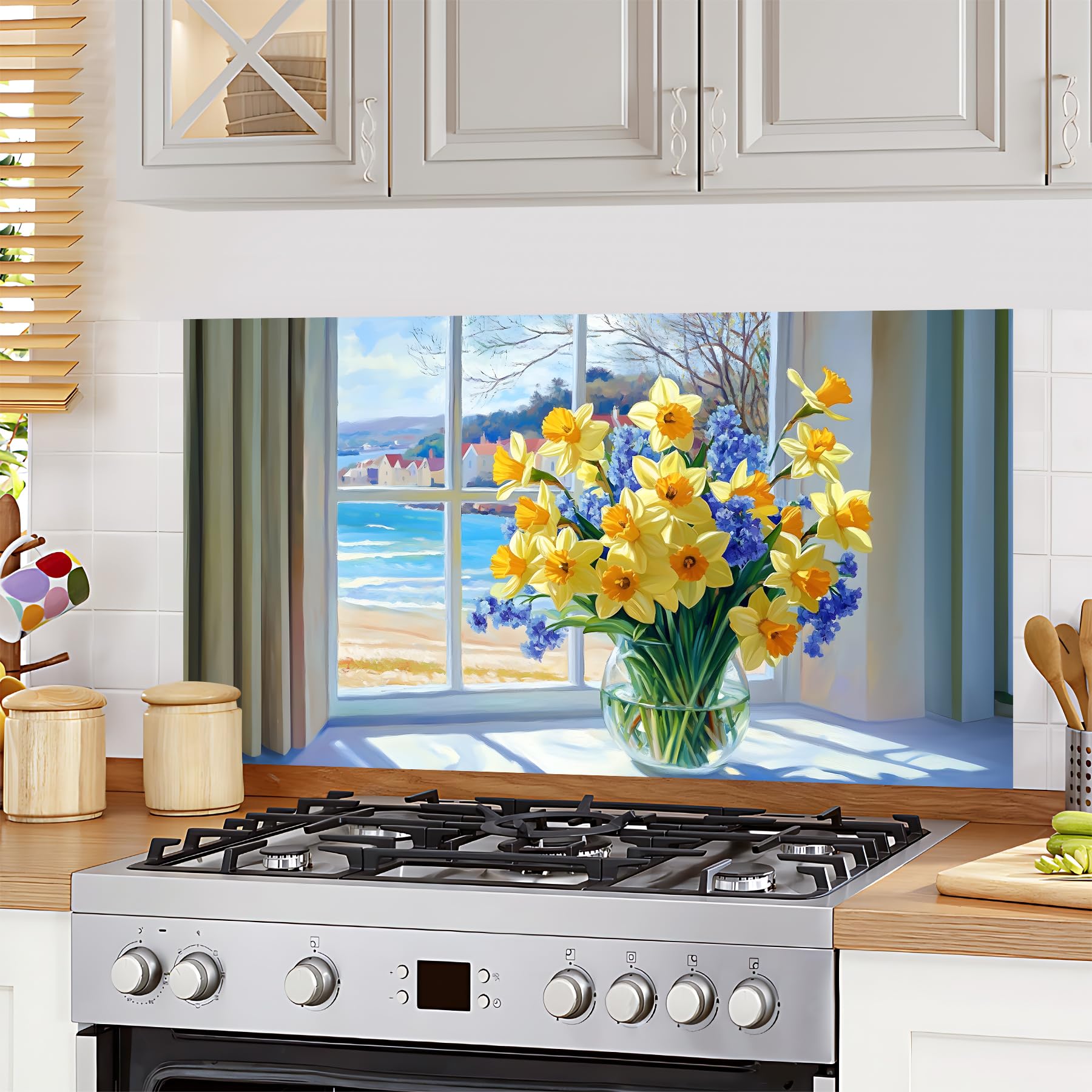 AOHMPT Kitchen Backsplash Sticker, Independence Day Self-Adhesive Wallpaper Water-Resident Removable 30x16 Stove Backsplash Prot