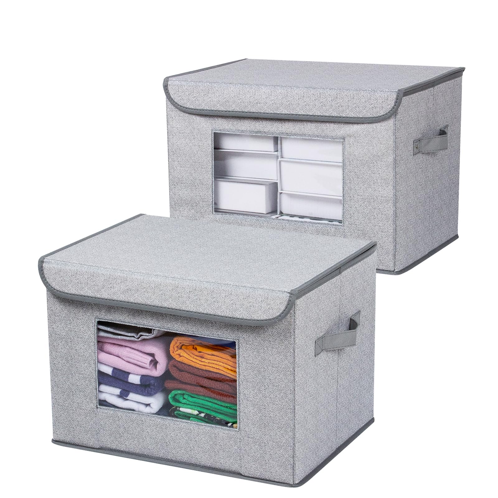 Univivi Larger Fabric Collapsible Storage Bins [2-Pack] Foldable Storage Boxes With Lids, Storage Cube Organizer Basket For Home