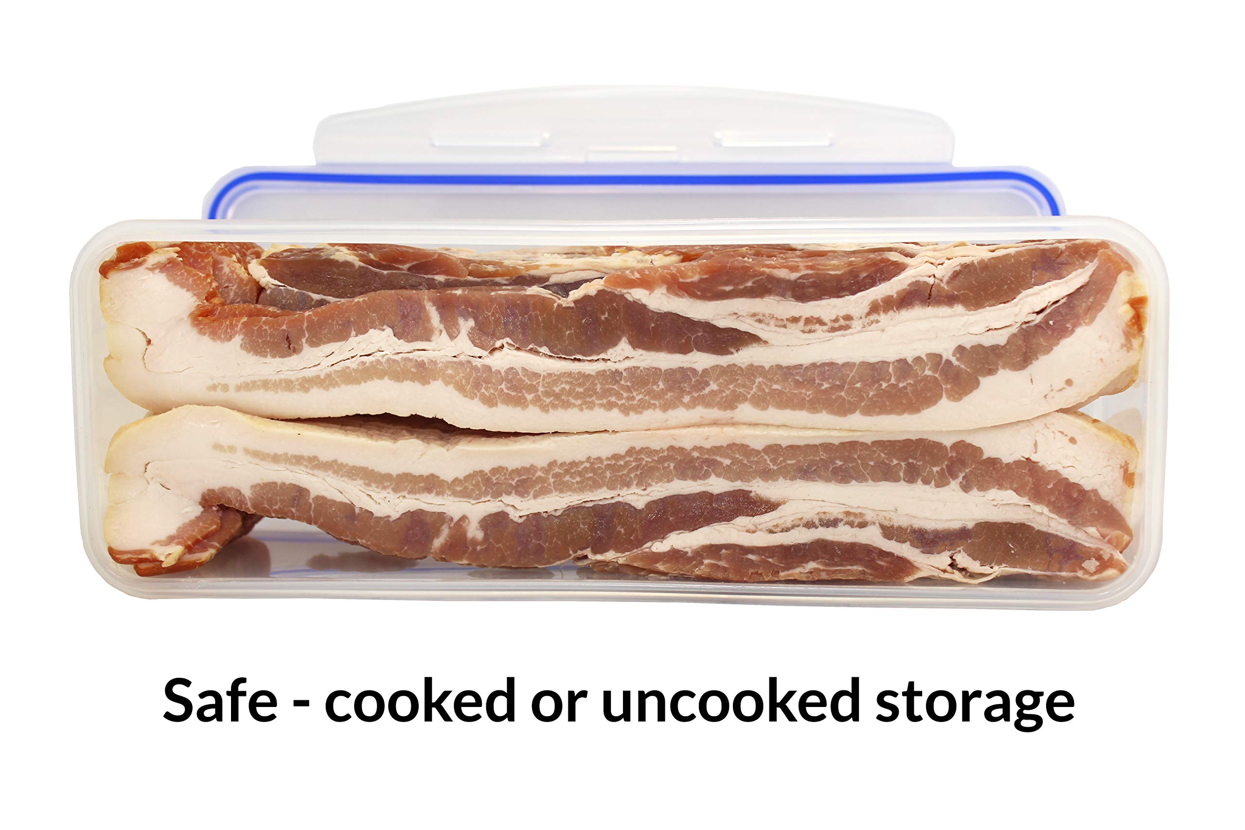 TriPi Plastic Storage Container for 2lbs Bacon - BPA Free, Clear, Microwave & Dishwasher Safe