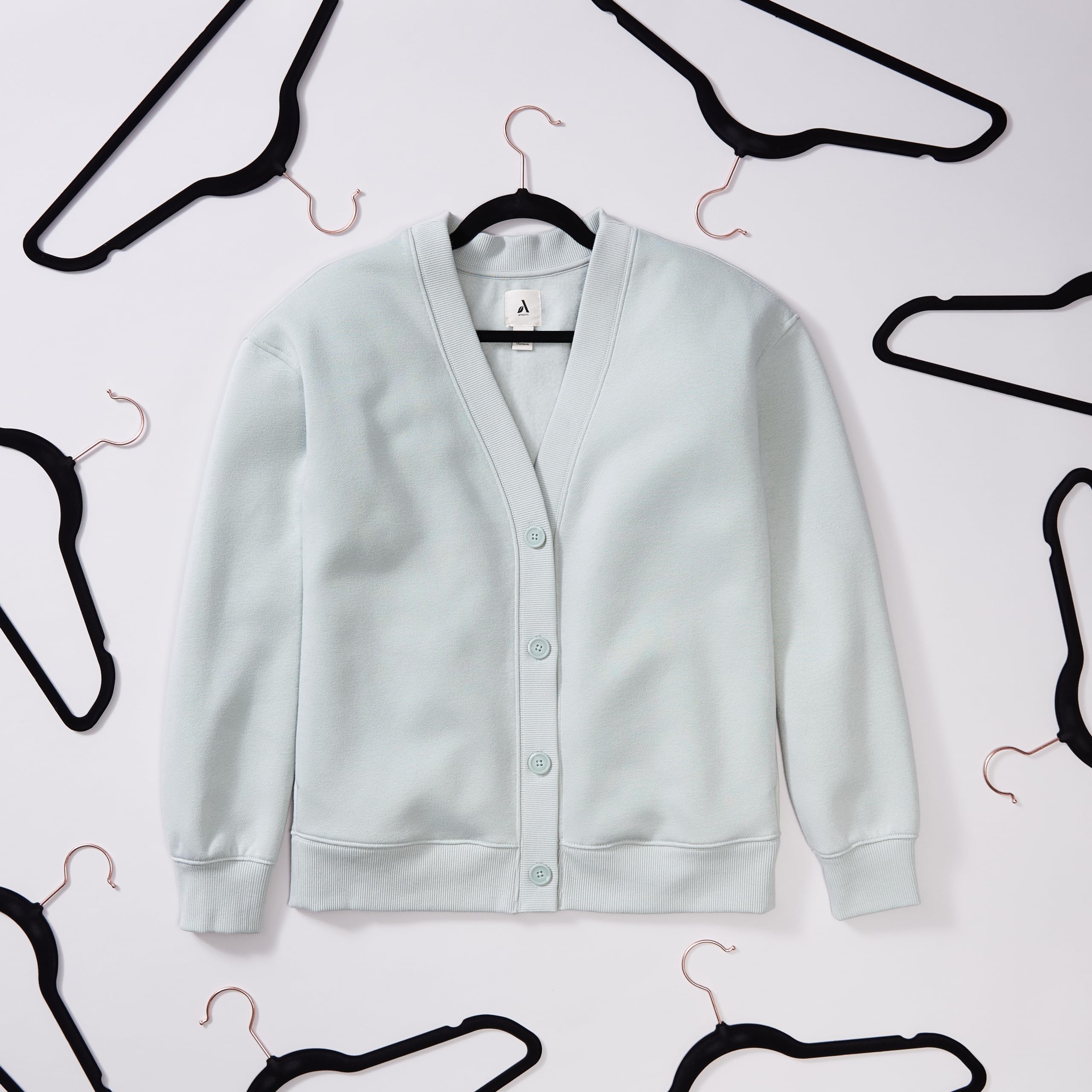 Amazon Basics Slim, Velvet, Non-Slip Suit Clothes Hangers, Black/Rose Gold - Pack Of 50