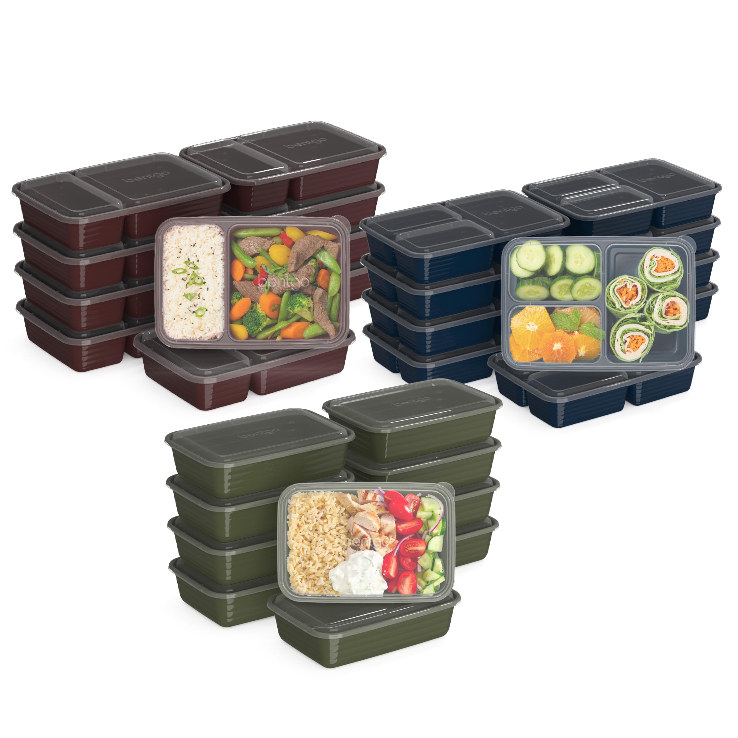 Bentgo Prep 60Piece Meal Prep Kit  Reusable Food Containers 1Compartment, 2Compartment, & 3Compartments for Healthy Eating 