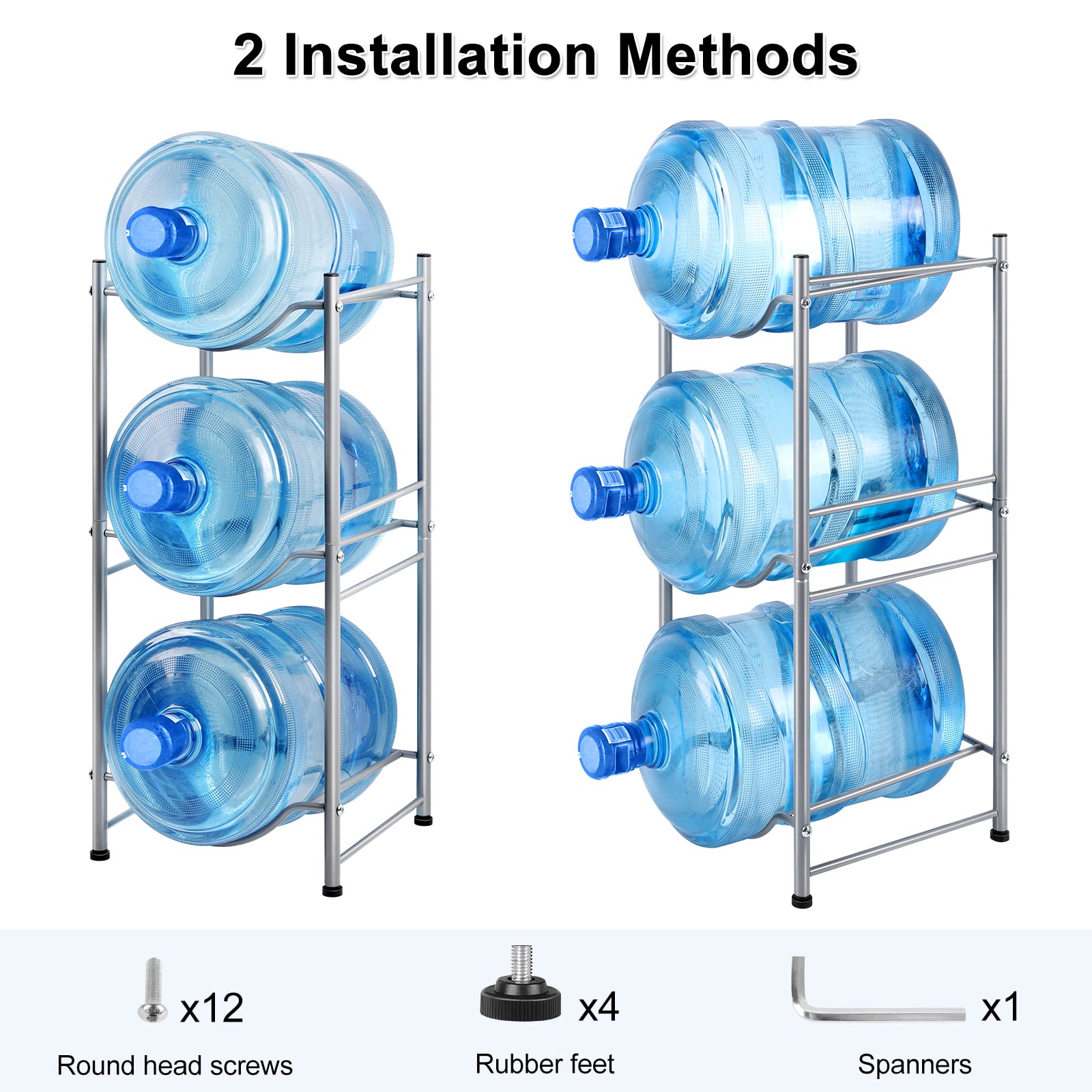 5 Gallon Water Bottle Holder Water Cooler Jug Rack For 3 Bottles Storage Detachable Heavy Duty Water Jug Organizer Stand For Hom