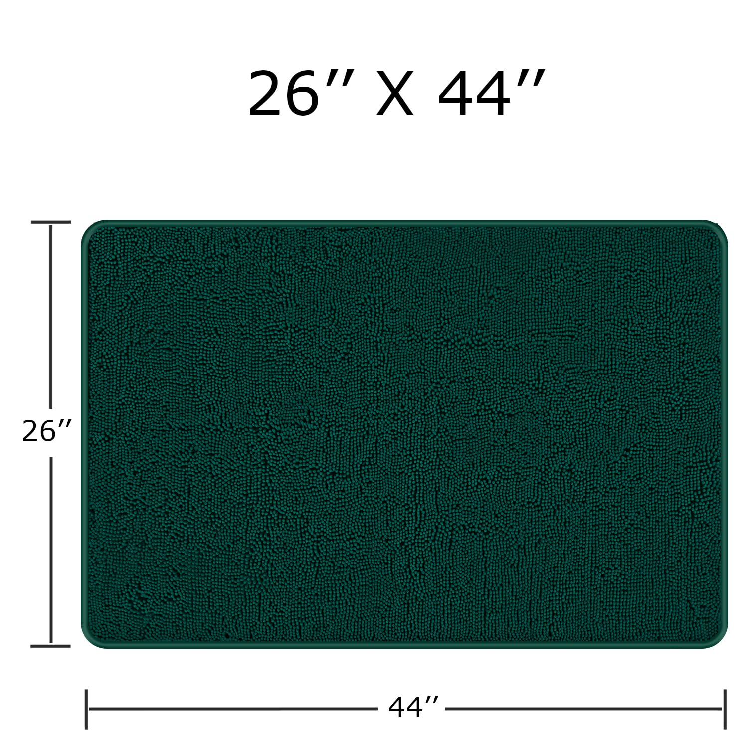 Pureswan Dark Teal Bathroom Rugs - Absorbent And Washable Bath Mat, Non-Slip, Thick Soft Chenille Bath Rugs For Bathroom Floor,