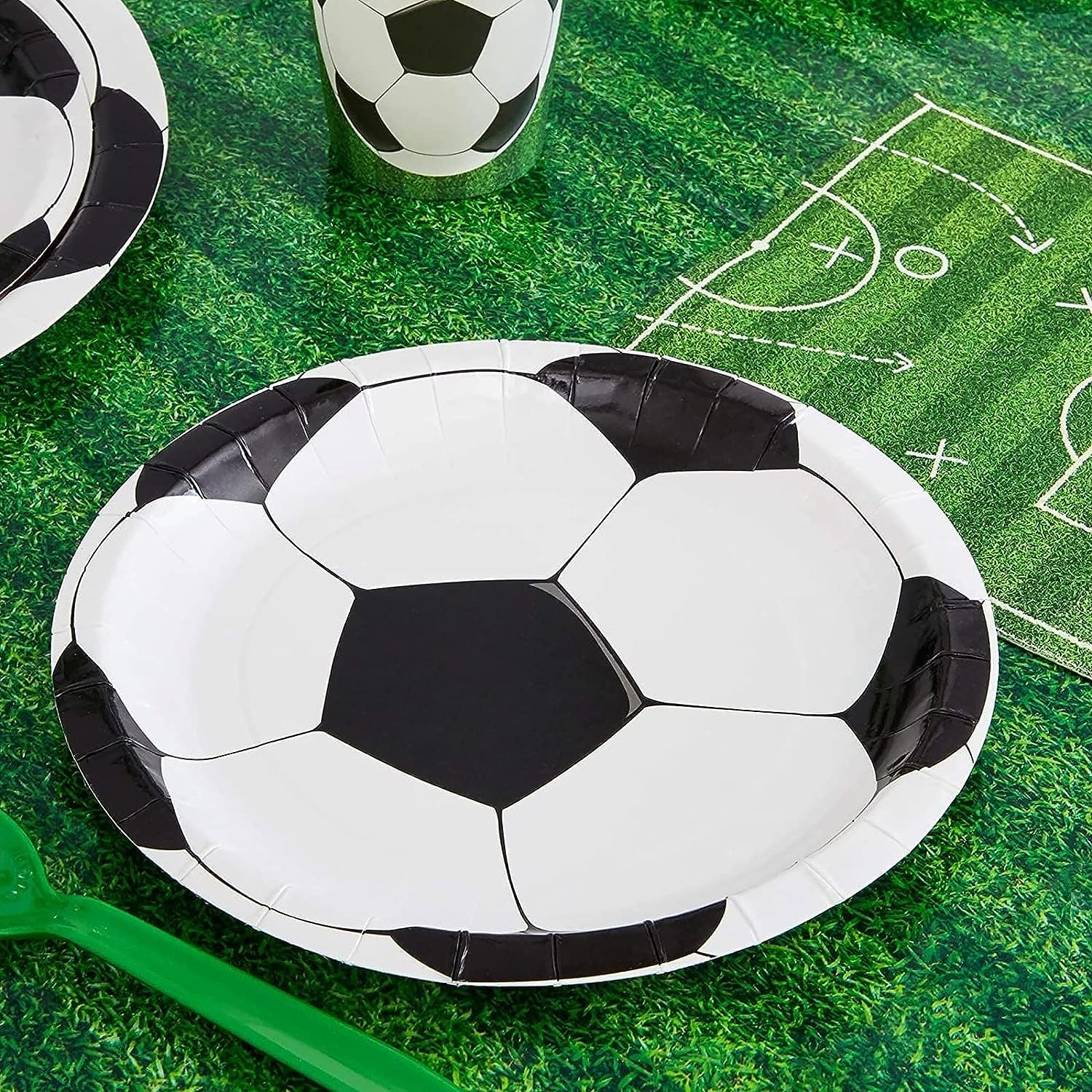 Wanna Party Soccer Paper Plates For Sports Themed Birthday Party Supplies/Soccer Theme Party Decorations/Football Theme Party Ta