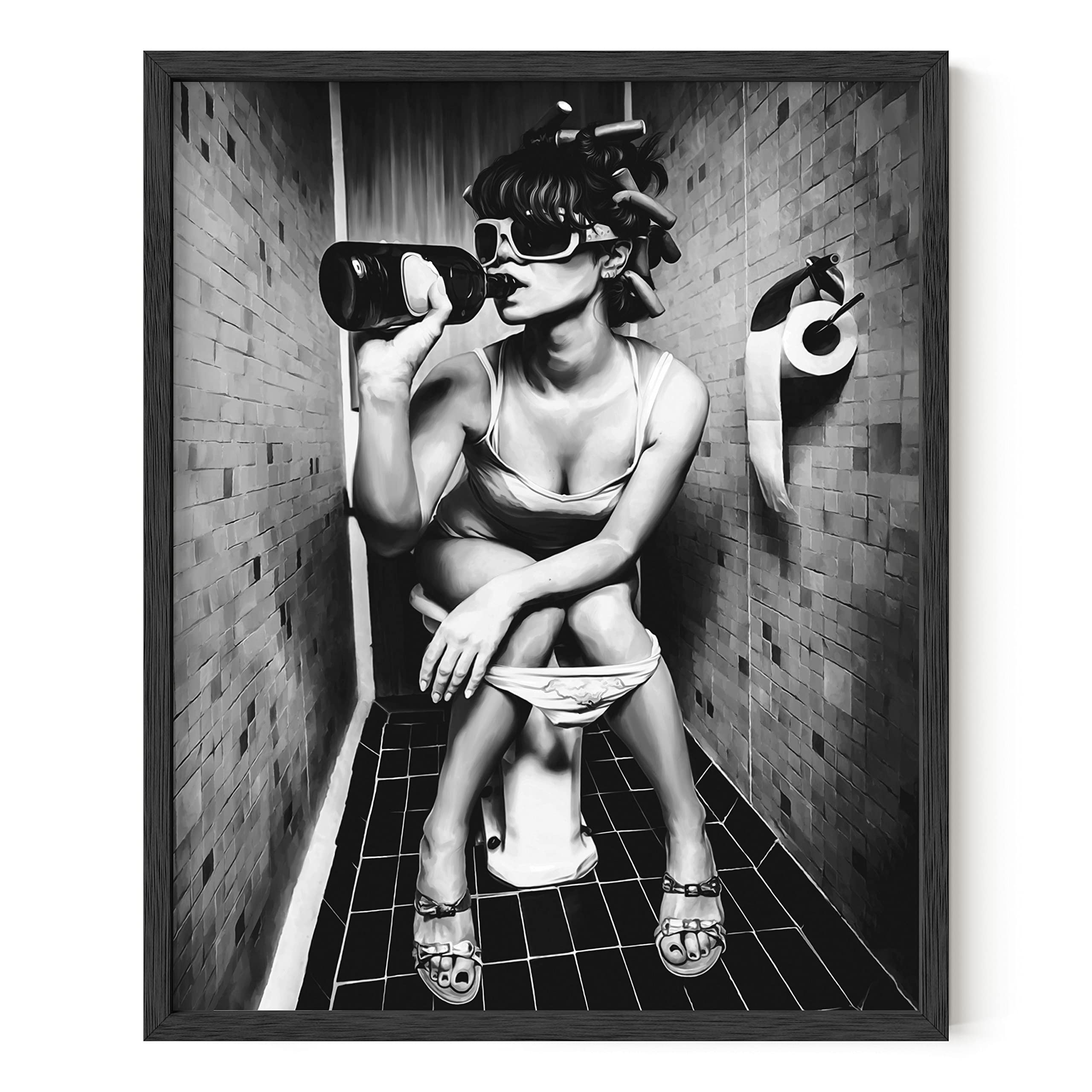 Haus And Hues Girl Bathroom Decor Wall Art - Black And White Wall Art, Black Art Wall Decor, Bathroom Picture For Bedroom Decor