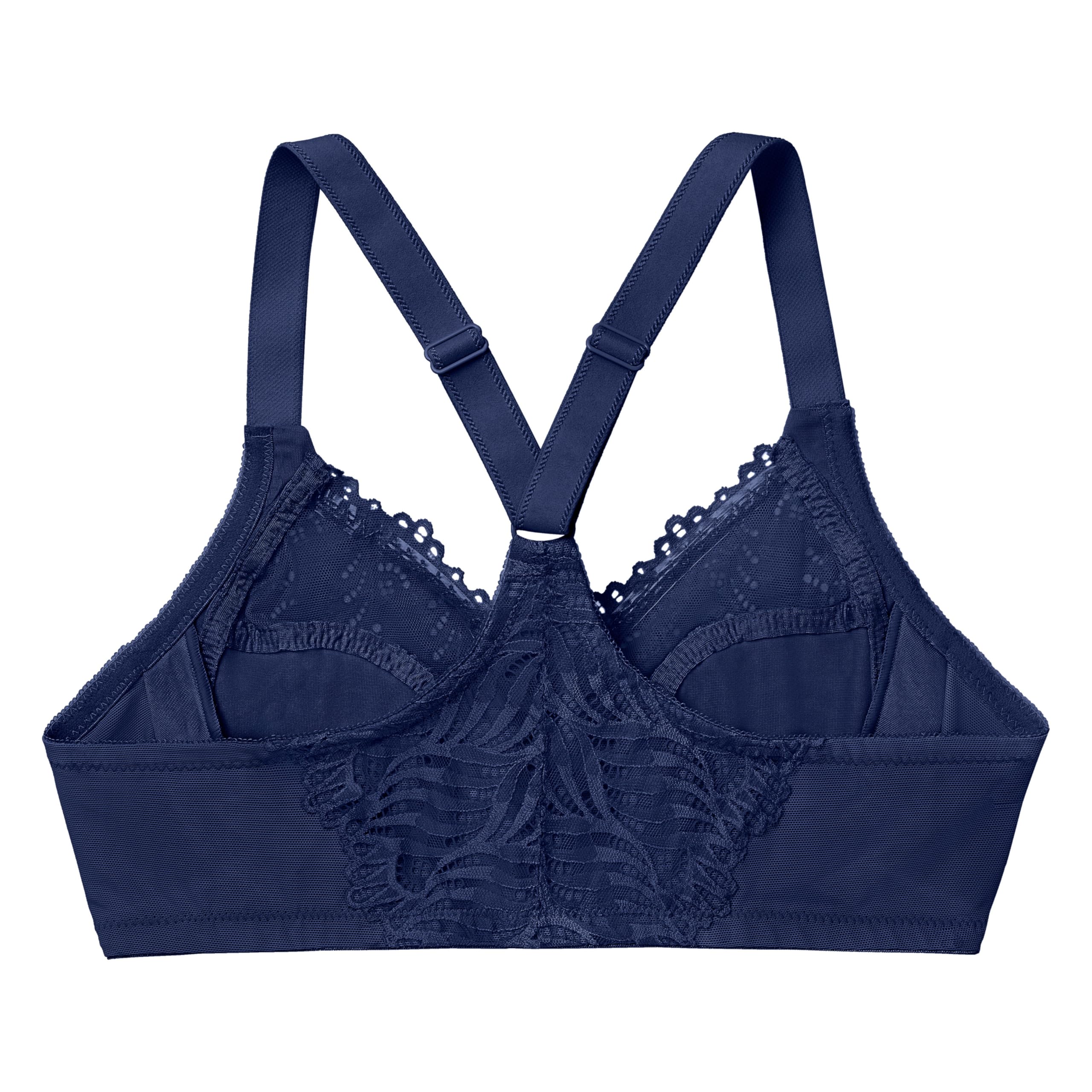 Glamorise Full Figure Plus Size Front-Closure T-Back Wonderwire Bra Underwire 1246 Blue