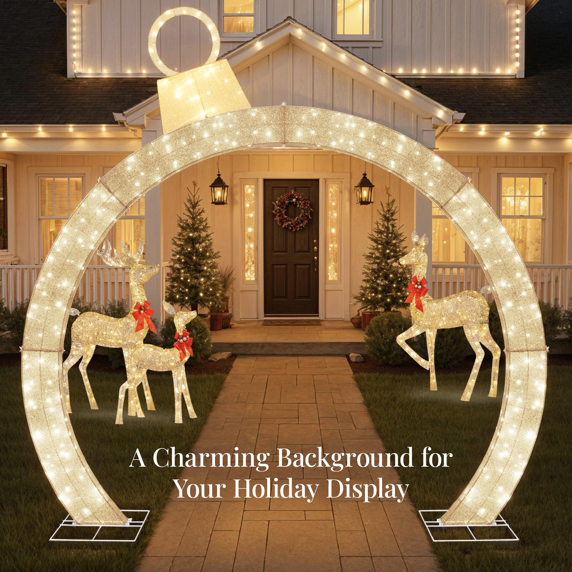 Best Choice Products 9.5ft Gold Outdoor Christmas Lighted Archway Decoration, 330 LED, Holiday Yard Décor, Model SKY10157