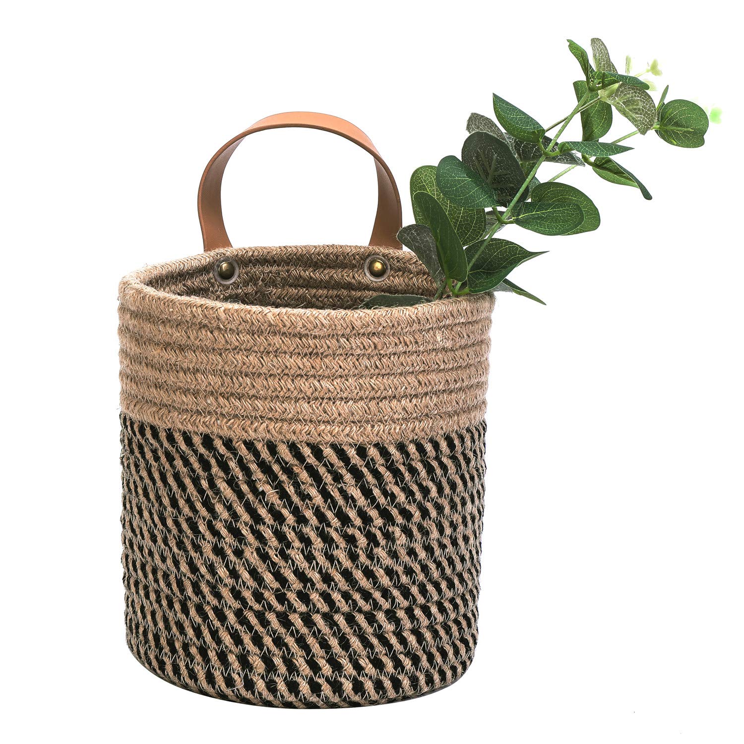 Wall Hanging Storage Baskets - Small Cotton Rope Woven Closet Storage Bins-Shelf Basket Organizer for Plants  Towels Toys - 6.3'' x 7'' (Jute)