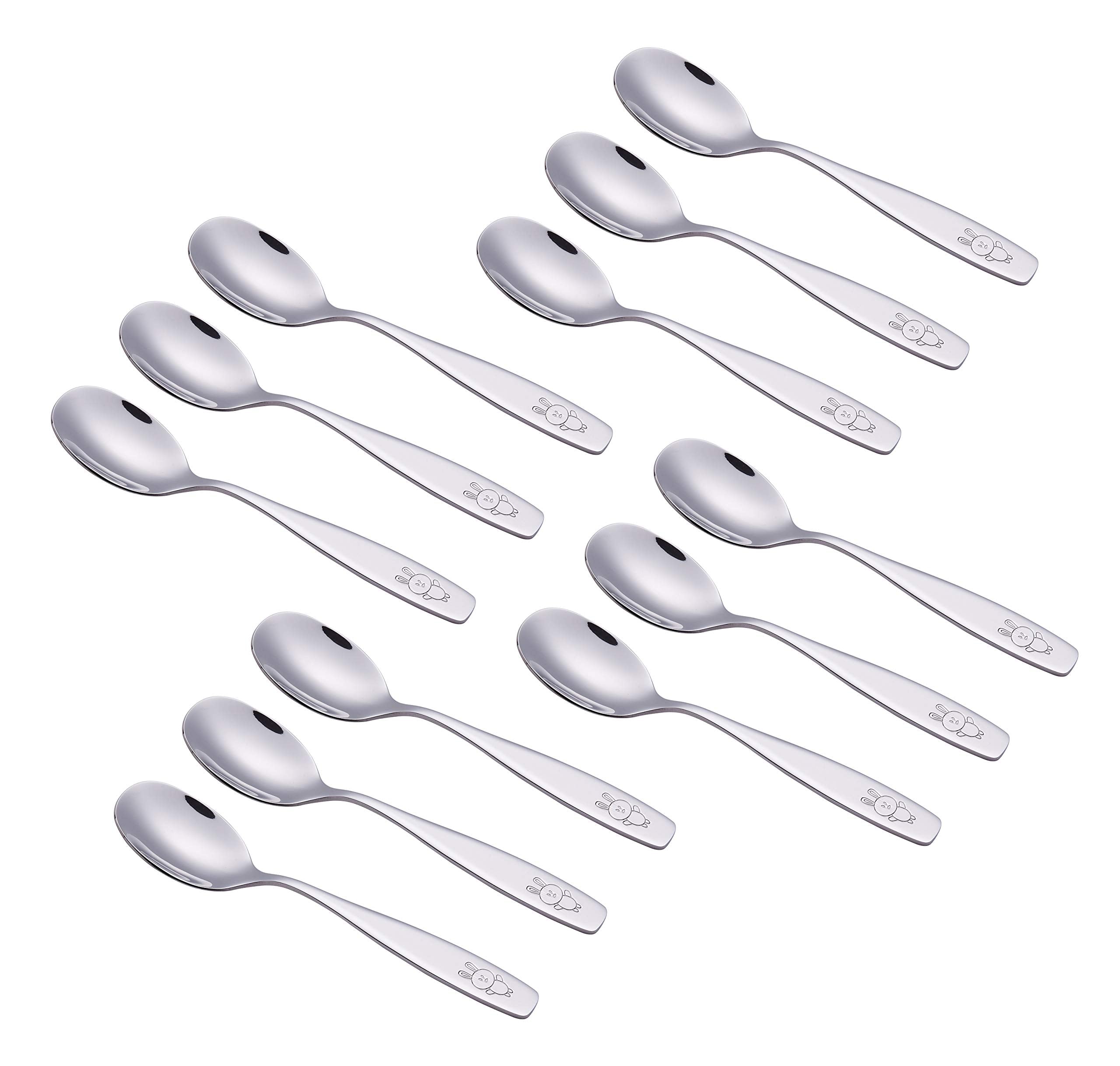 ANNOVA Kids Silverware Children's Safe Flatware Set Stainless Steel - 12 x Children Dinner Spoons, Toddler Utensils, Metal Cutle