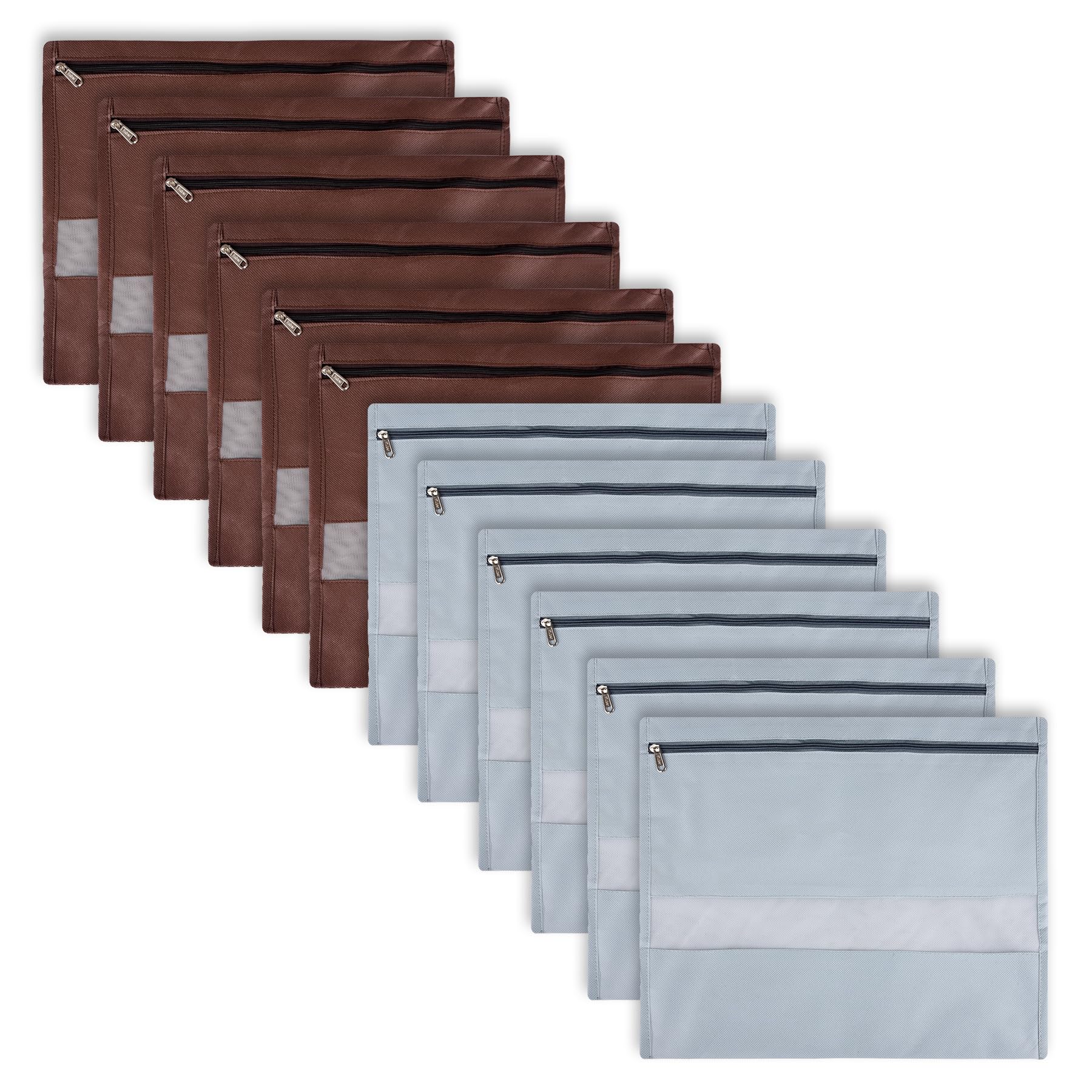 Kuber Industries Pack Of 12 Single Saree Bags | Clothes Bags For Storage | NonWoven Wardrobe Organizer | Mesh Window Cloth Stor