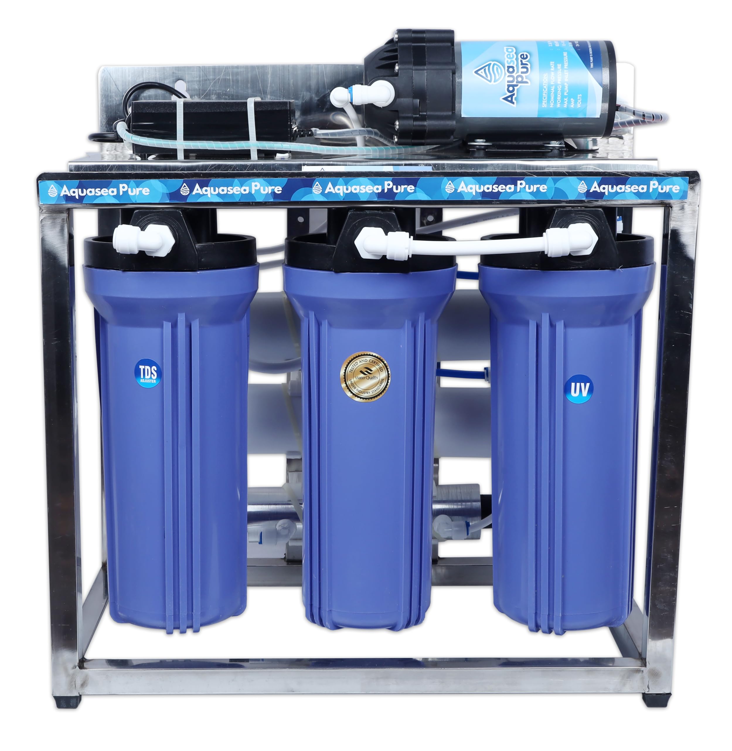 Aqua Sea Pure Ro Plant Commercial Ro+Uv+Tds Water Purifier With Tds Adjuster (25 Lph Ro+Uv+Tds Adjuster) Full Stainless Steel Bo