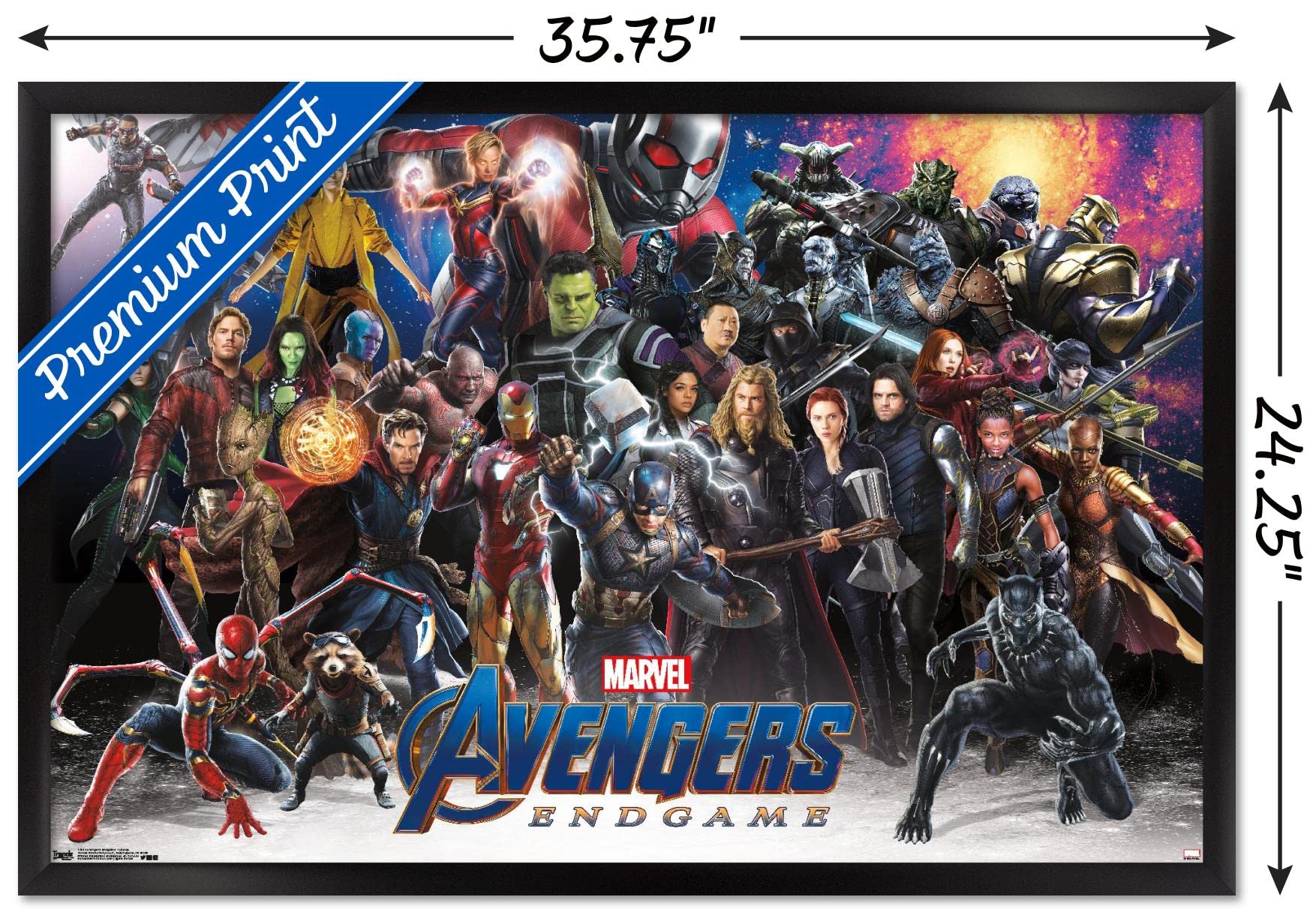 Trends International Marvel Cinematic Universe - Avengers - Endgame - Lineup Wall Poster, 22.375'' X 34'', Black Framed Version