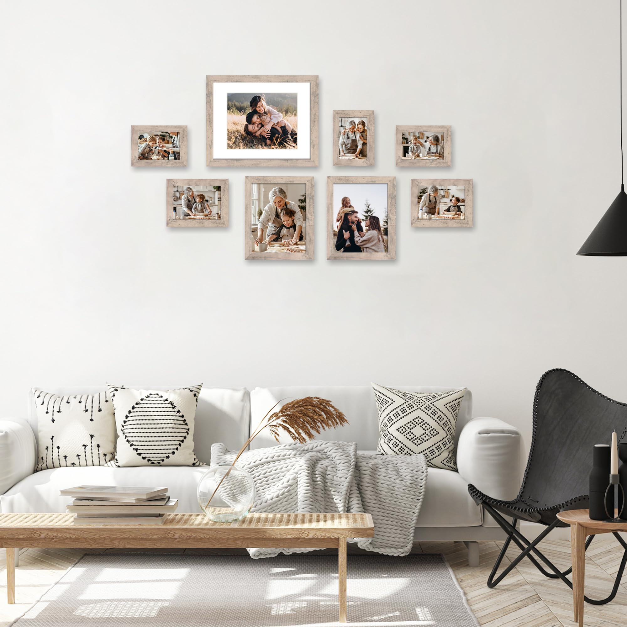 iRahmen 4x6 Picture Frame Set of 4, High Definition Real Glass Smoke Gray Frame, 4 x 6 Wood Photo Frames for Tabletop Display an