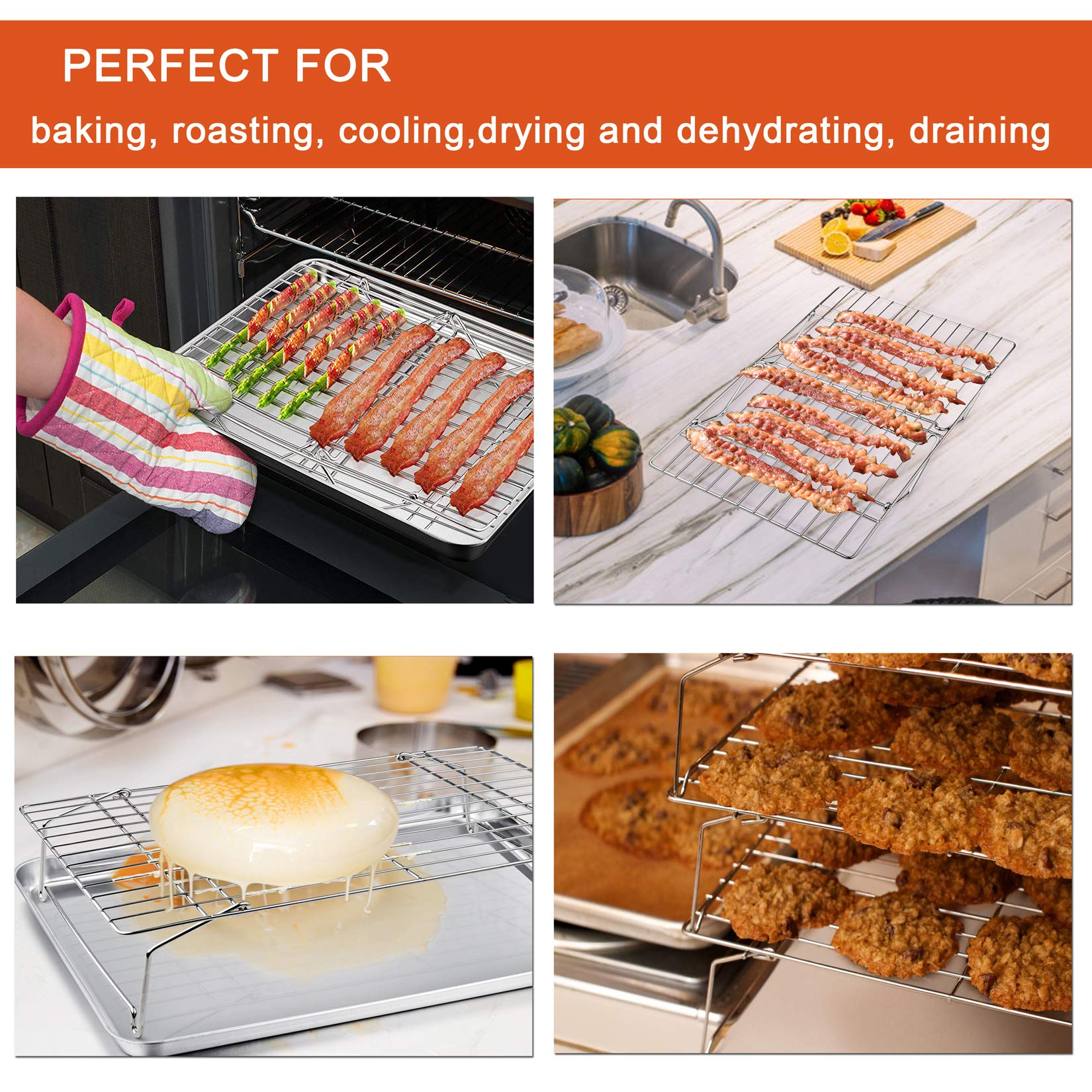 P&P Chef Cooling Rack, 5-Tier Stainless Steel Stackable Baking Cooking Racks For Cooling Roasting Grilling, Collapsible & Heavy