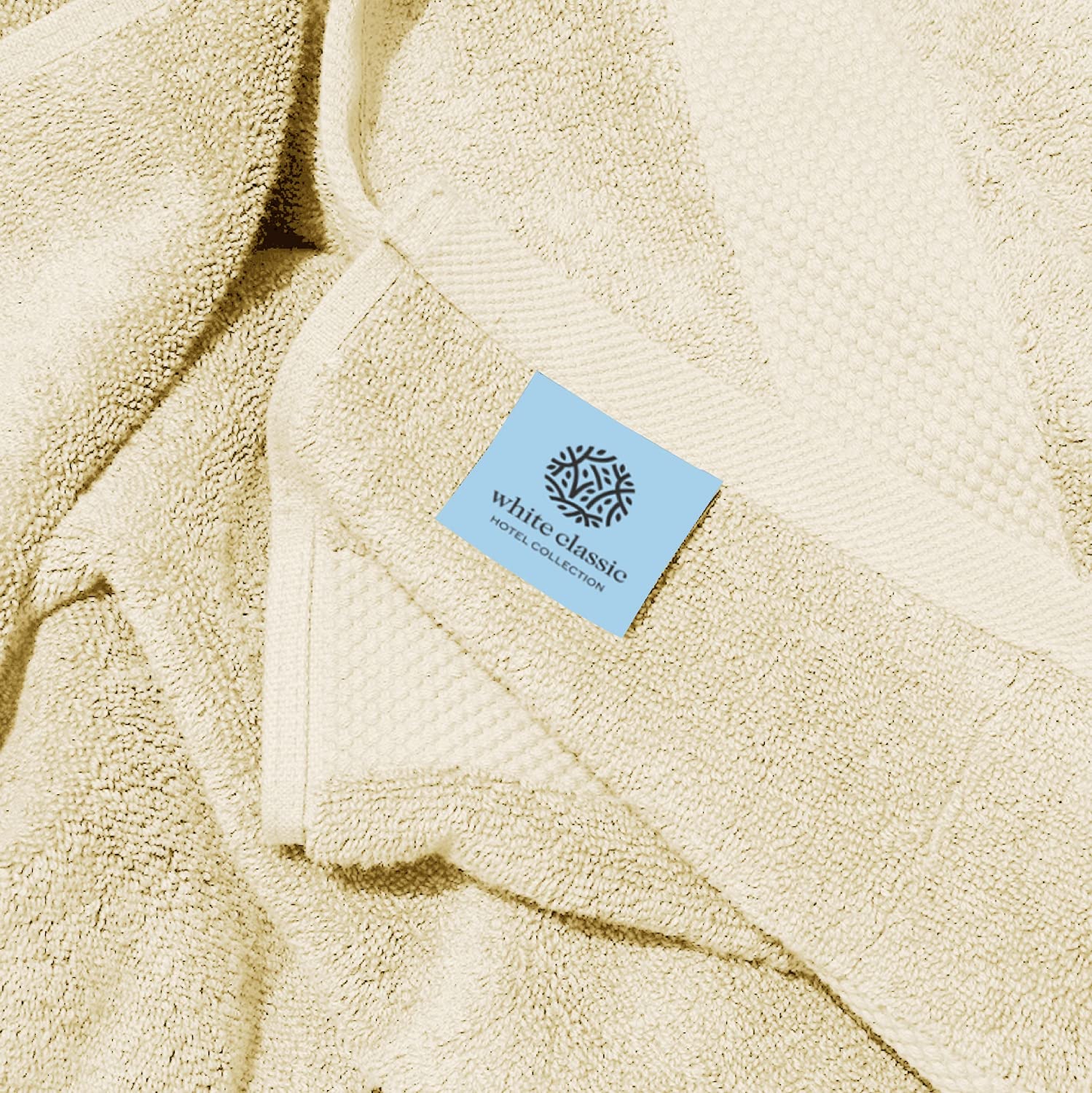 Luxury White Bath Towels Large - 100% Soft Cotton 700 GSM | Absorbent Hotel Bathroom Towel | 27 inch X 54 inch | Set of 4 | Beige