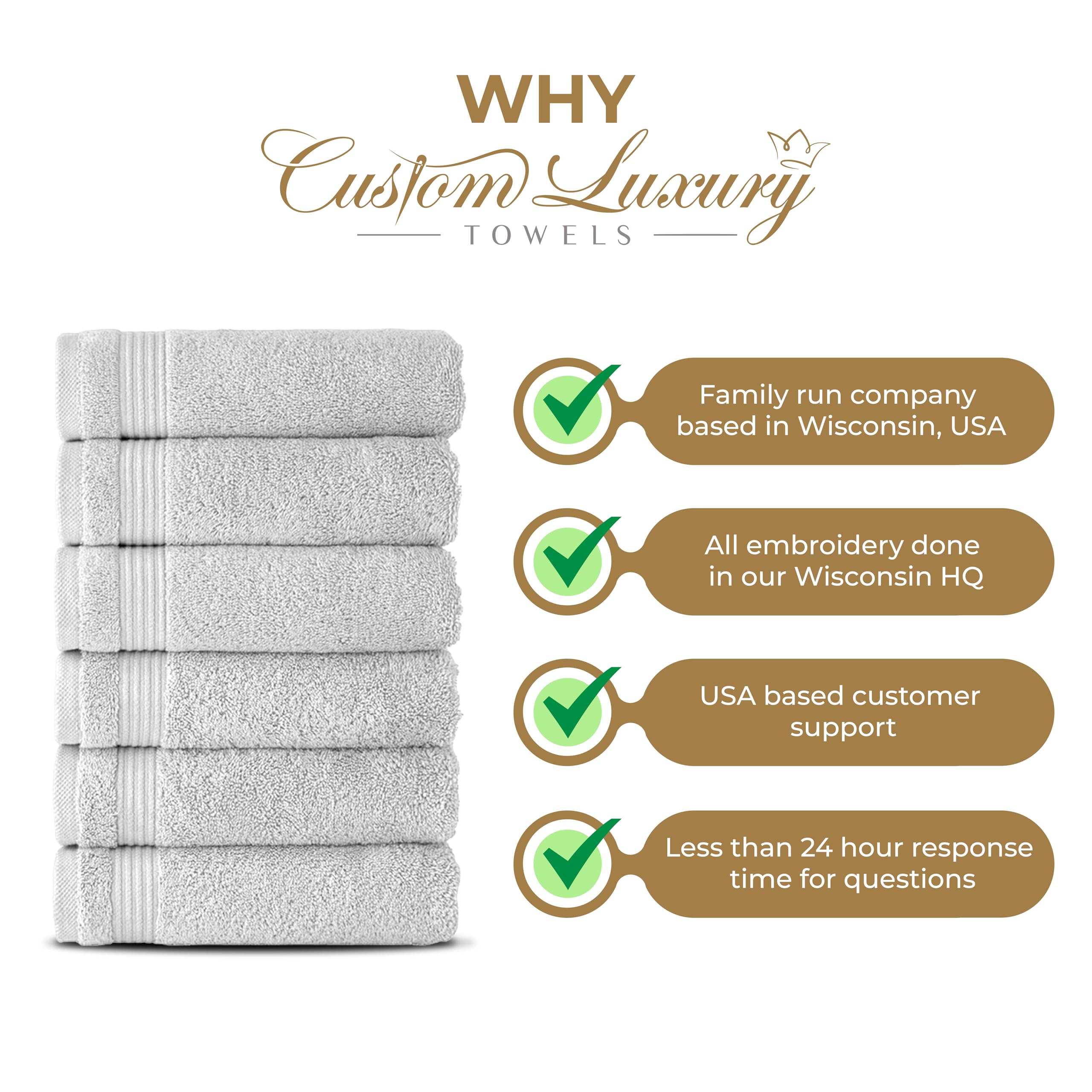 Custom Luxury Towels Monogrammed Hand Towels, Set Of 2, 100% Turkish Cotton, Choose Any Letter, White - Gold Thread