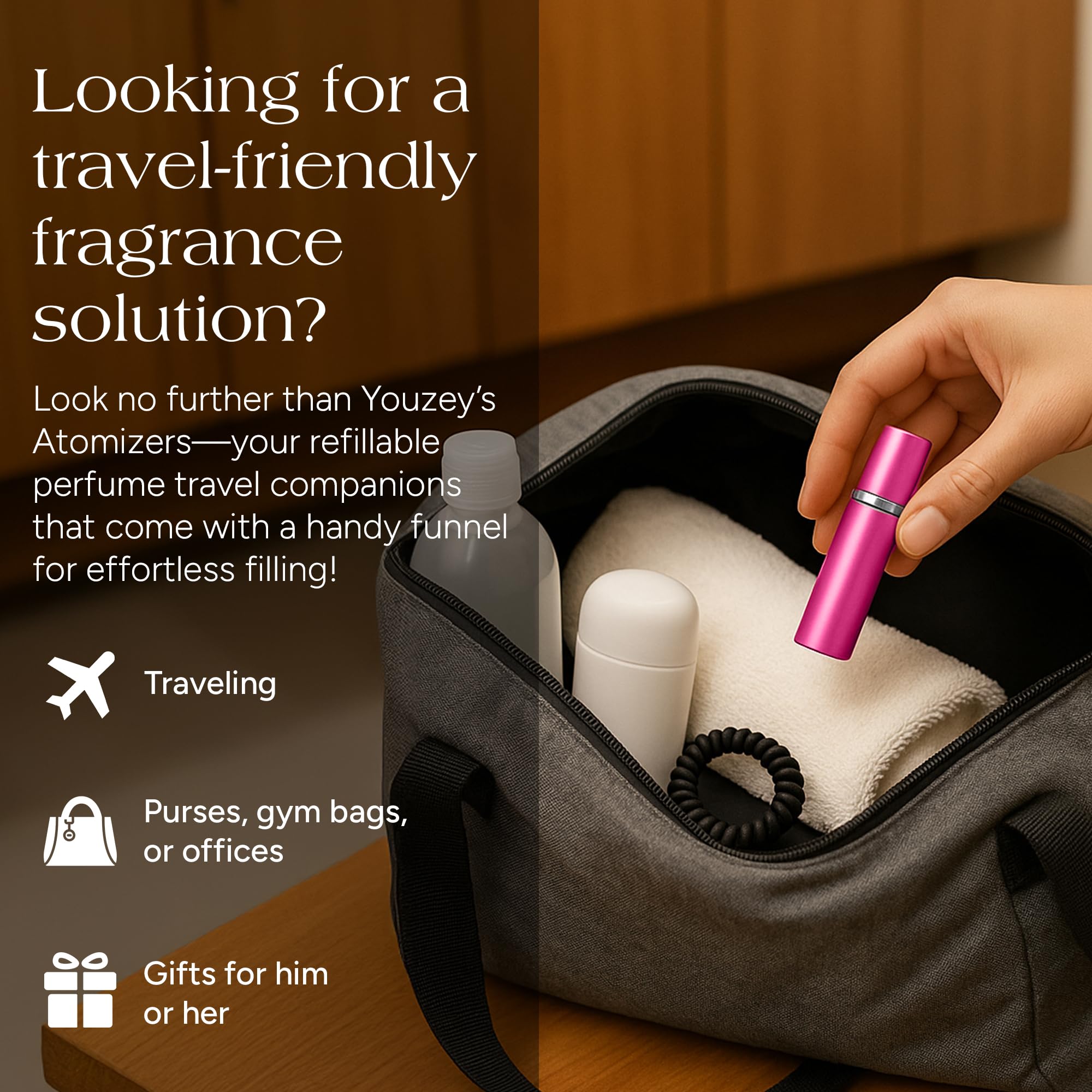 Youzey Perfume Atomizers With 6 Funnels - Travel-Size And Leak-Proof Refillable Atomizer Sprayer For Perfume And Cologne - Safe
