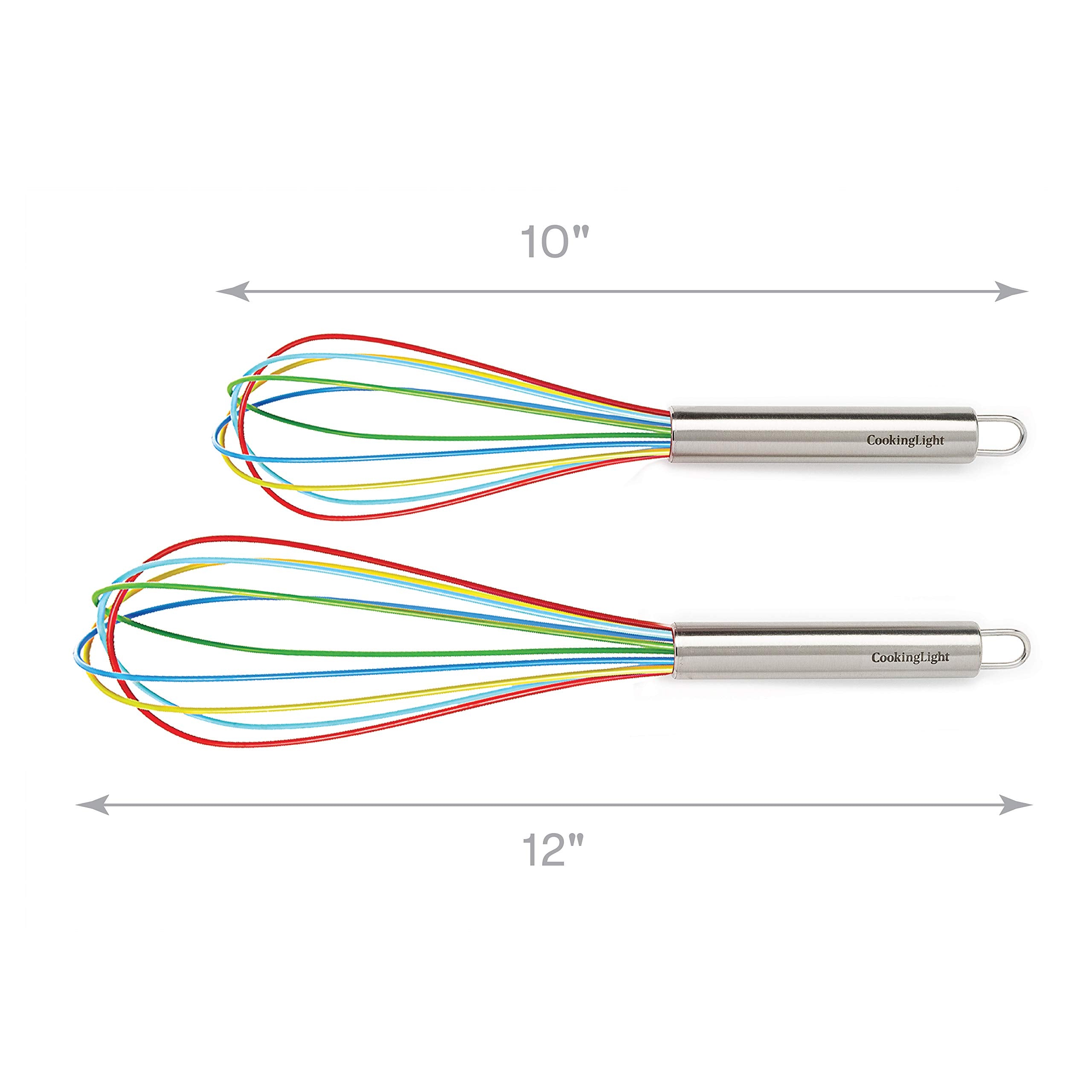 Cooking Light 2 Piece Silicone Set Multicolor Kitchen Tools, 11'' And 9'' Balloon Whisks