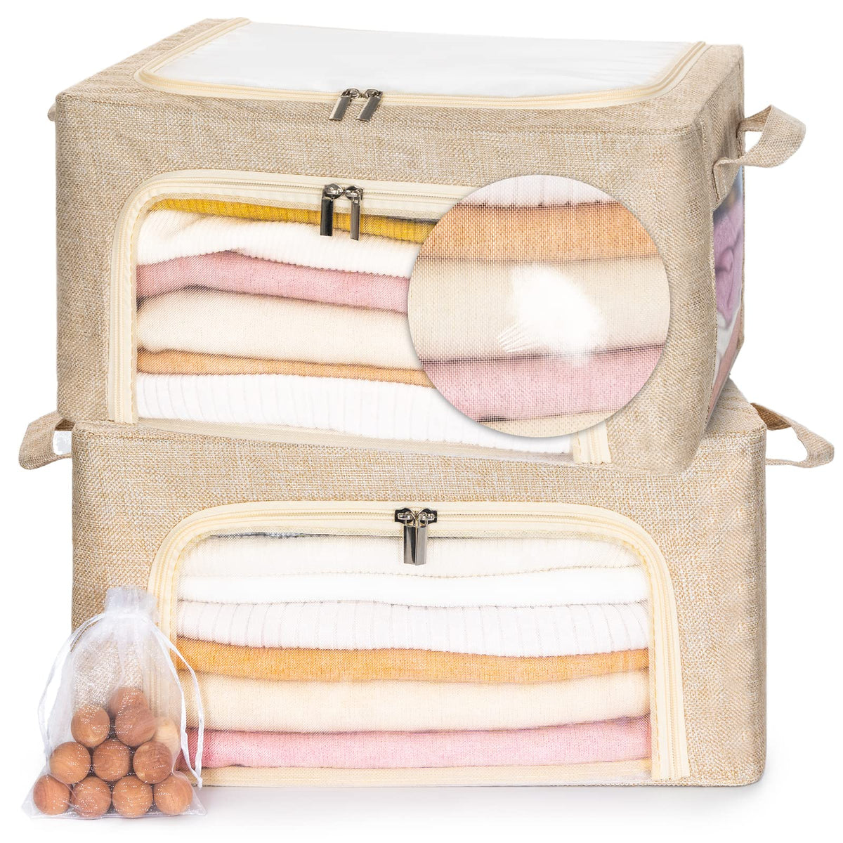 22L Cashmere Sweater Storage Bag And Natural Cedar Ball | Breathable Cashmere Protection Pouch Friendly For Merino Wool/Knit Swe