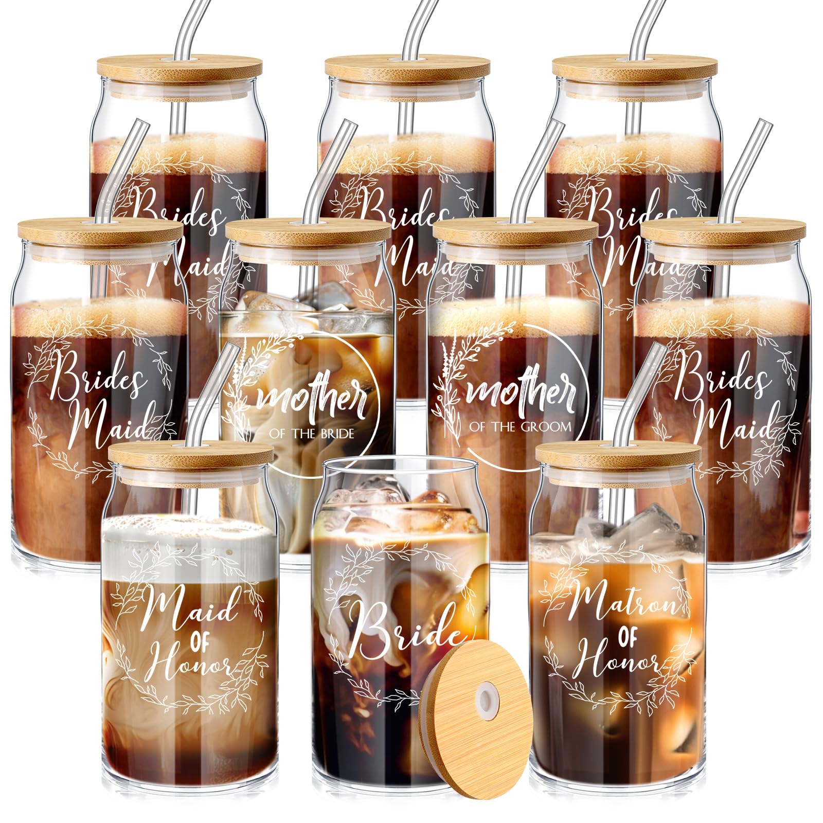 Layhit 10 Pcs Bridesmaid Gifts Bridesmaid Proposal Cups with Lid and Straw