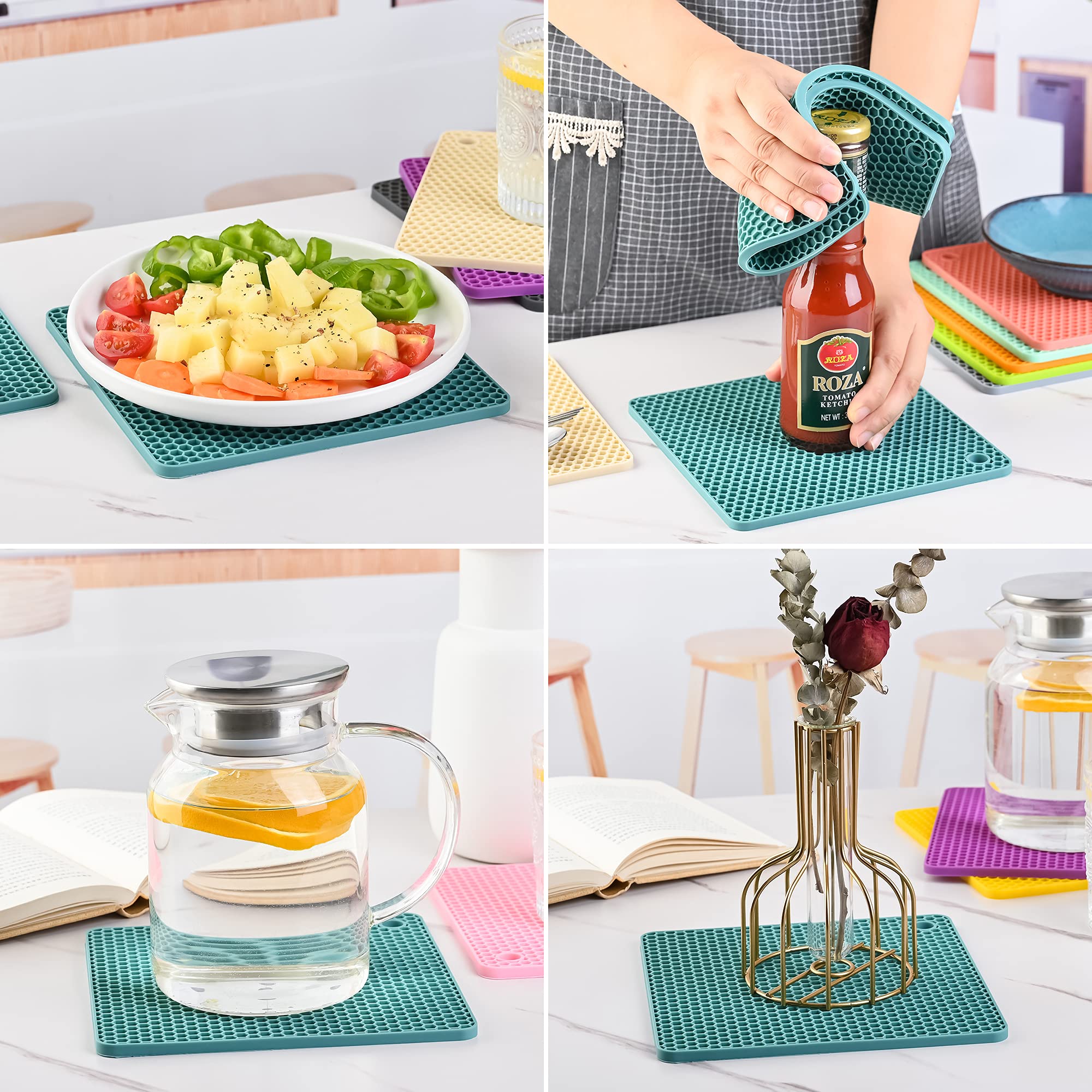 Nstezrne Trivets For Hot Dishes, Silicone Trivet Mat Hot Pads For Kitchen, Silicone Trivets For Hot Pots And Pans, Silicone Pot