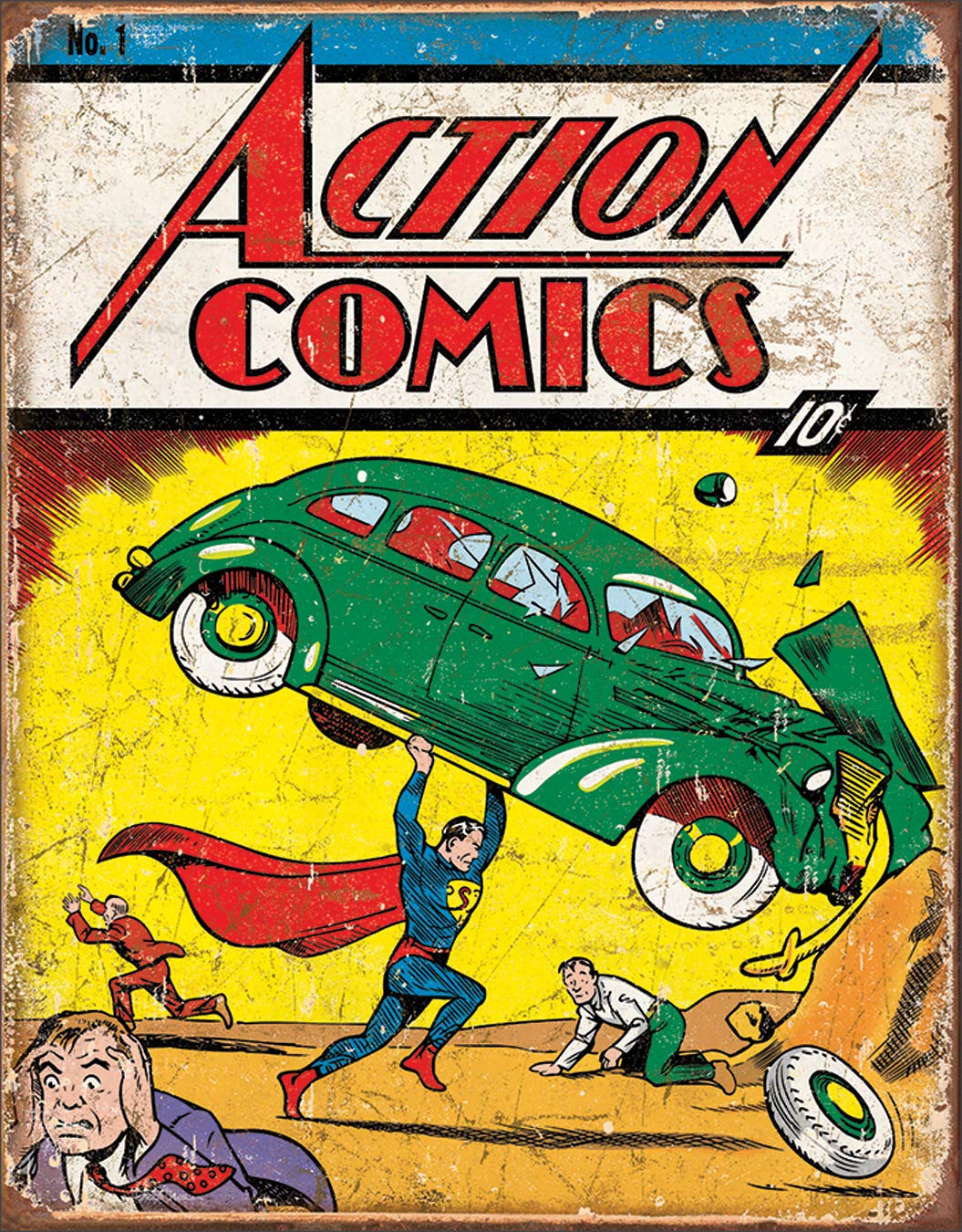 Desperate Enterprises Action Comics No 1 Cover Tin Sign, 12.5 W x 16 H
