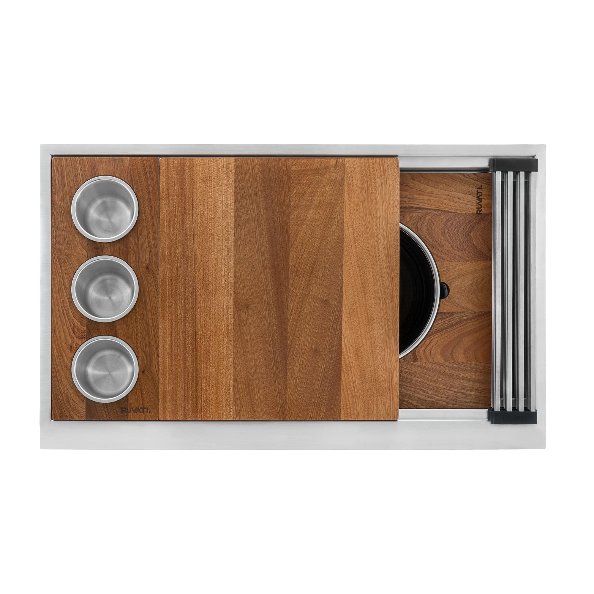 Ruvati 33-Inch Workstation Dual Tier Ledge Kitchen Sink Undermount 16 Gauge Stainless Steel - Rvh8222