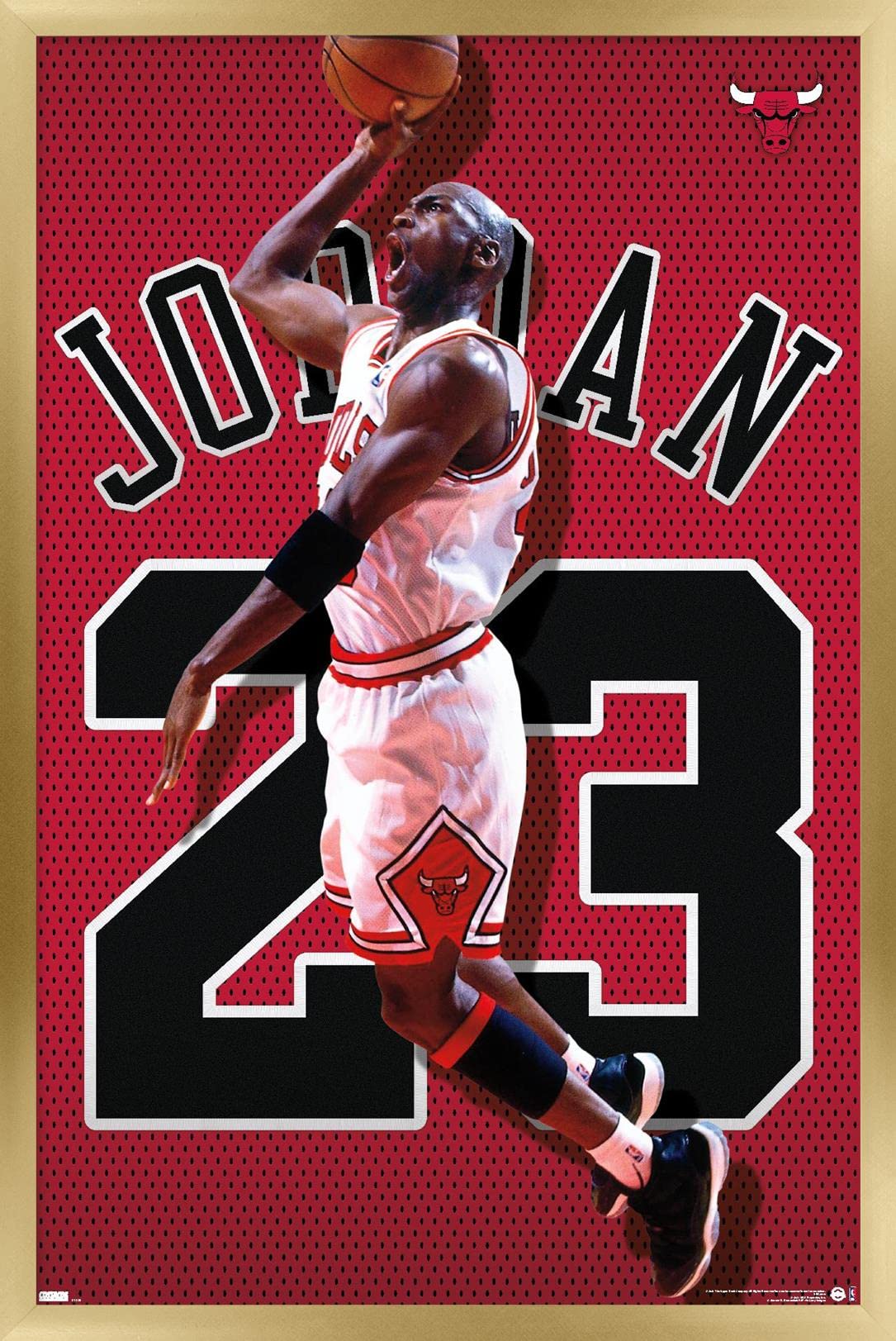Trends International Michael Jordan - Jersey Wall Poster, 14.725'' X 22.375'', Gold Framed Version