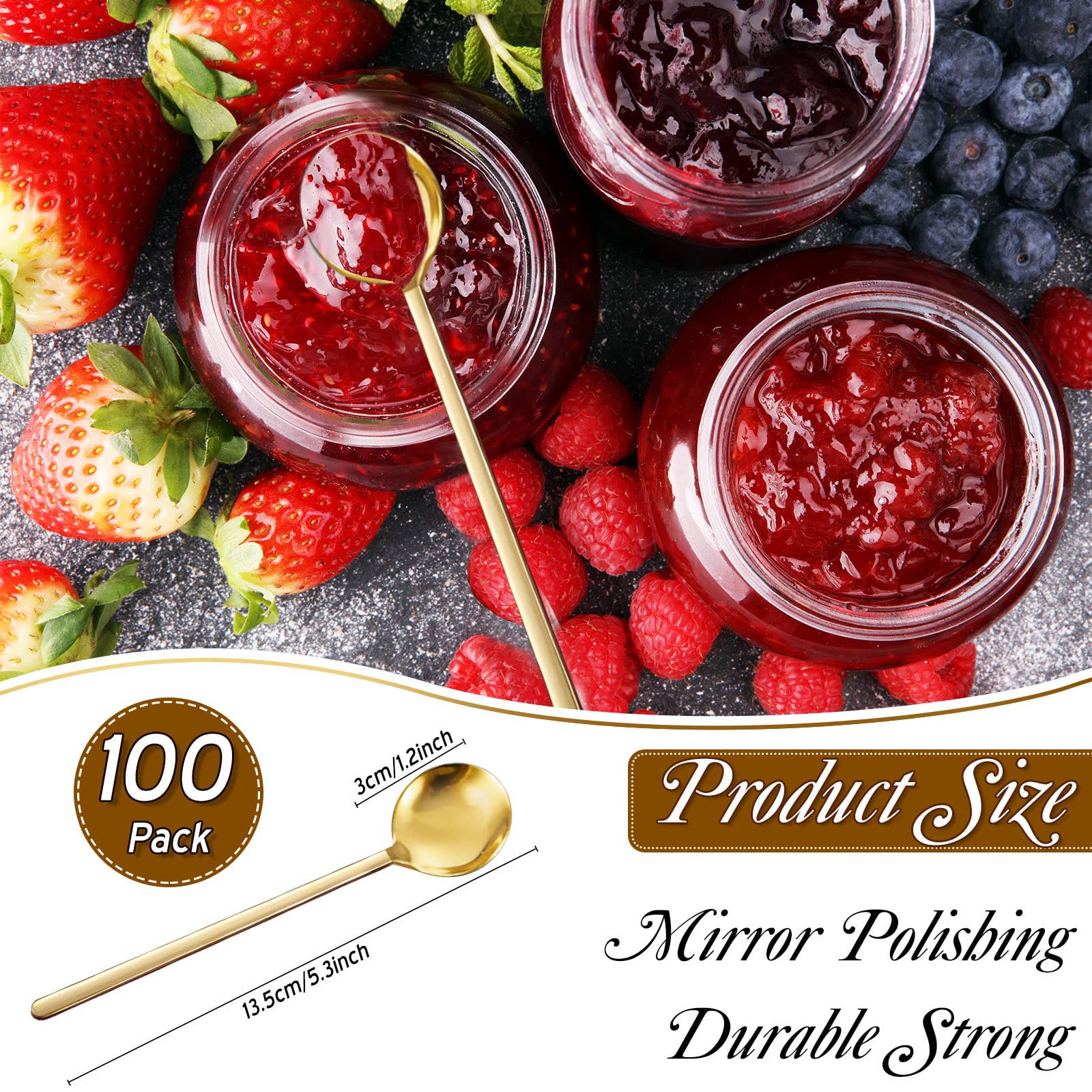 100 Pcs Gold Spoon Espresso Spoons For Coffee Bar Gold Tea Spoons For Hot Tea Stainless Steel Small Spoons 5.1 Inch Mini Teaspoo