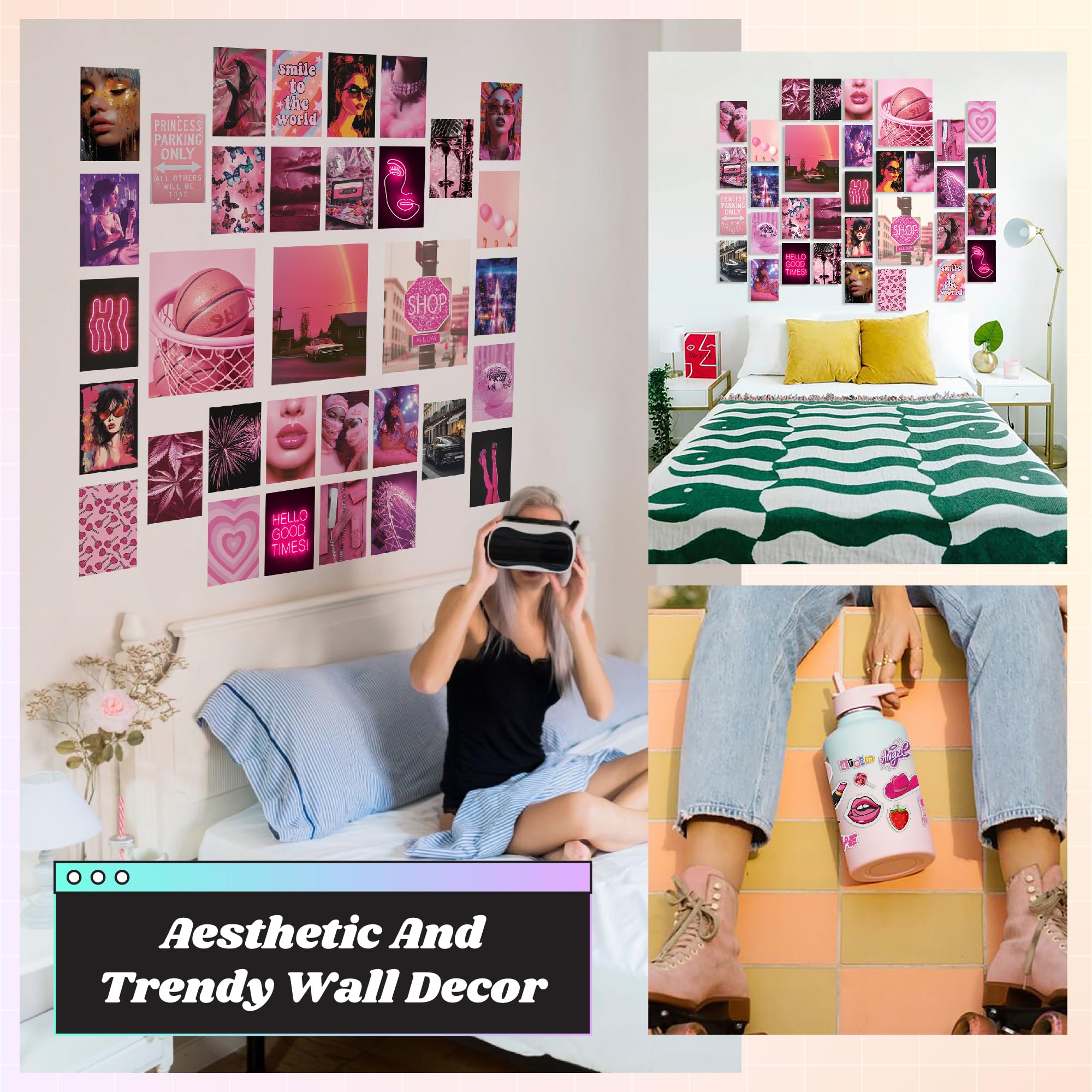 97 Decor Y2K Room Decor Aesthetic Pictures - Pink Room Decor Y2K Poster, 2000S Wall Decor, Trendy Y2K Art Prints With Y2K Sticke