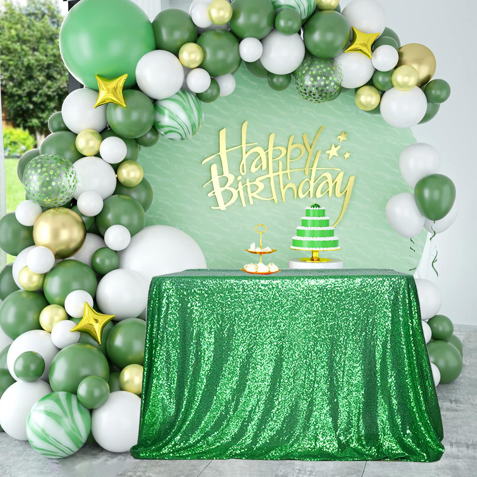 Partydelight Green Sequin Tablecloth 50X80 Inch Rectangle Tablecloth Glitter Tablecloth For Party Baby Shower Christmas Decorati