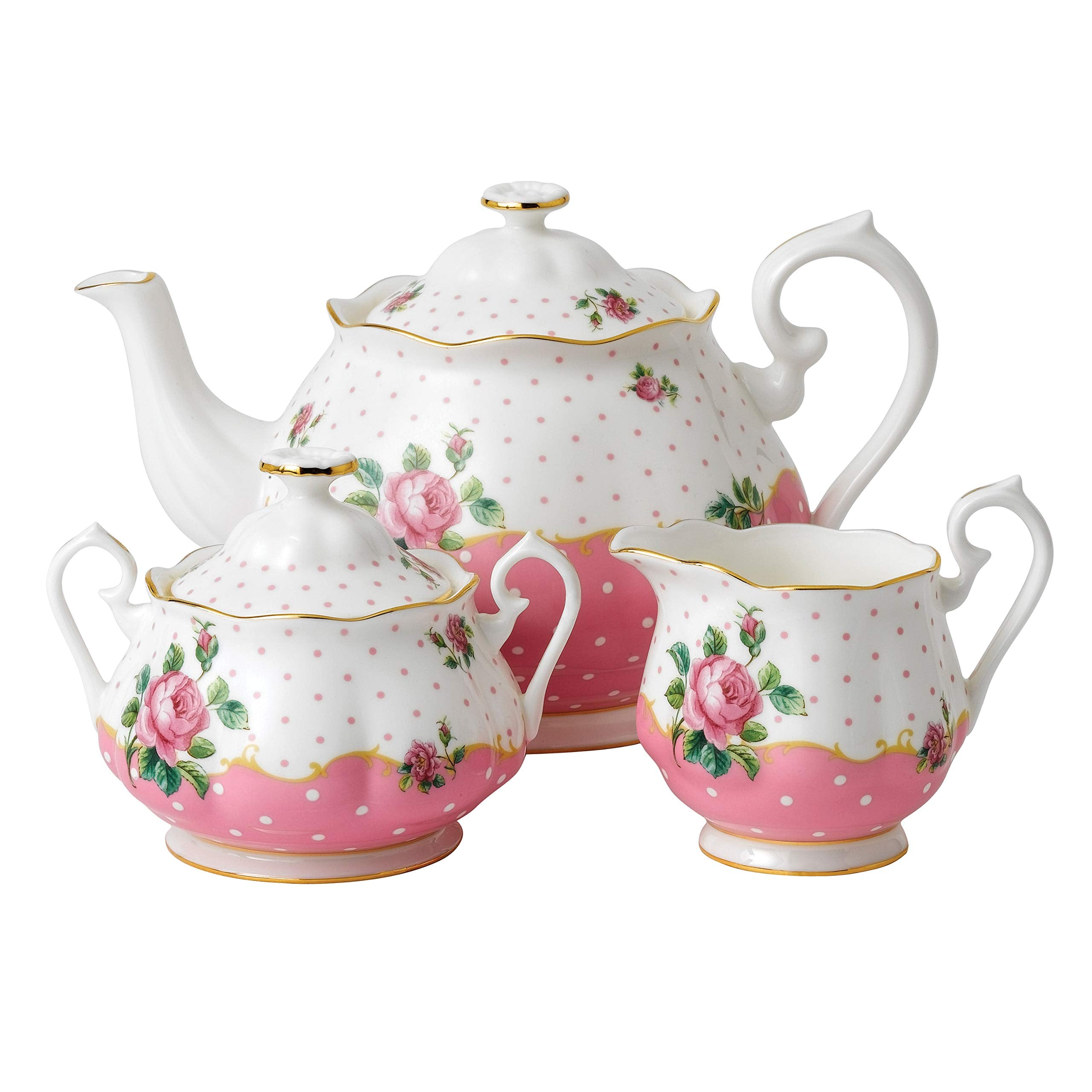 Royal Albert Cheeky Pink 3-Piece (Teapot, Sugar & Creamer) Set, Multi