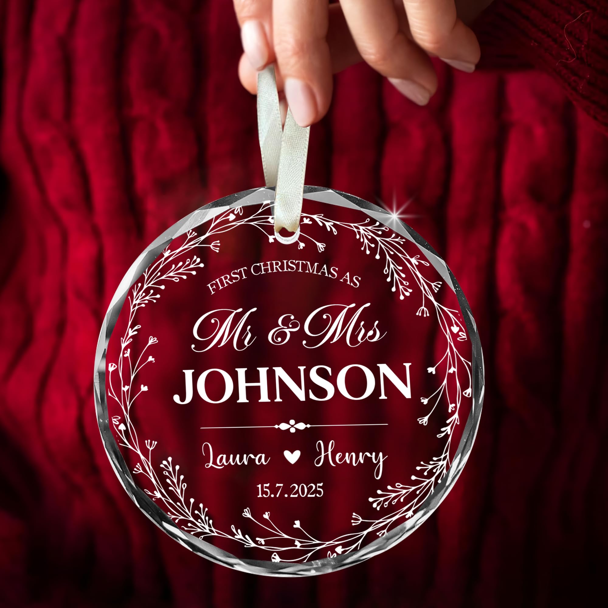 Fastpeace First Christmas Married Ornament 2025 Custom Photo Name Date - Mr and Mrs Personalized Wedding Ornament Gift for Newly