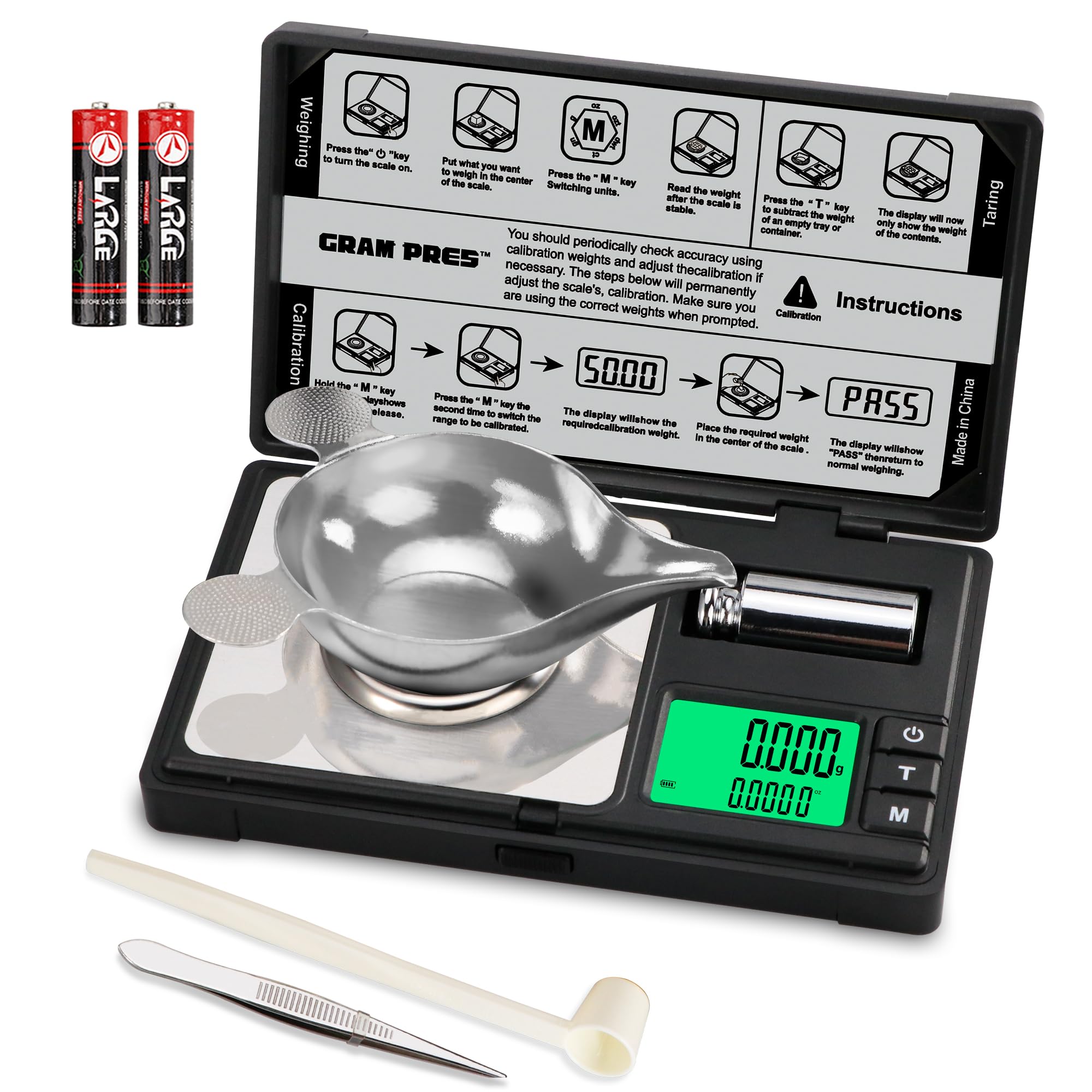GRAM PRES High Precision Milligram Scale,50g/0.001g Digital Mini Pocket Gram Scale,Mg Scale for Weighing Powders,Jewelry, Medici