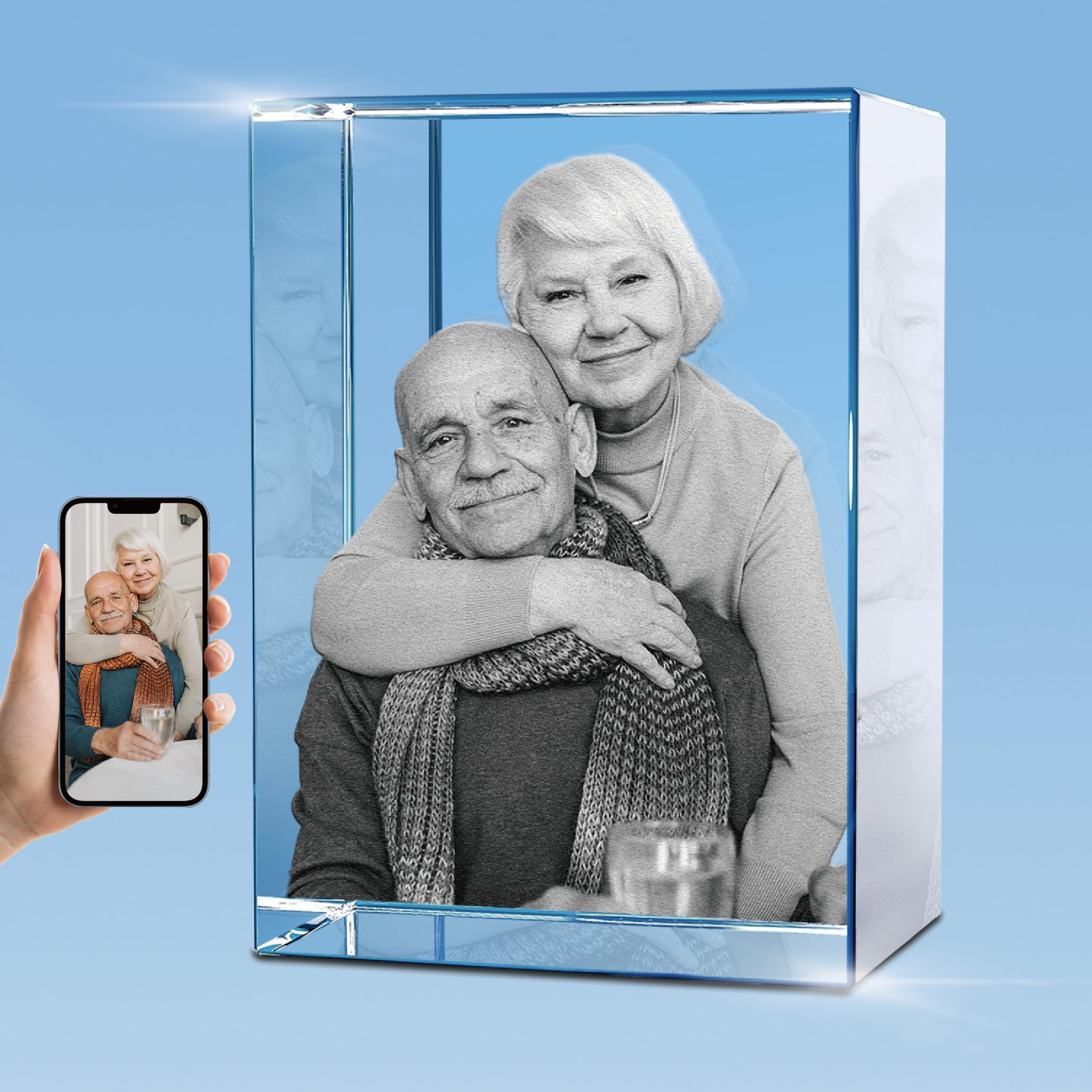 Personalized 3D Crystal Photo, Picture Cube Idea Gift With Your Own Photo, Customized Birthday, Wedding Memorial, Mothers Day, 