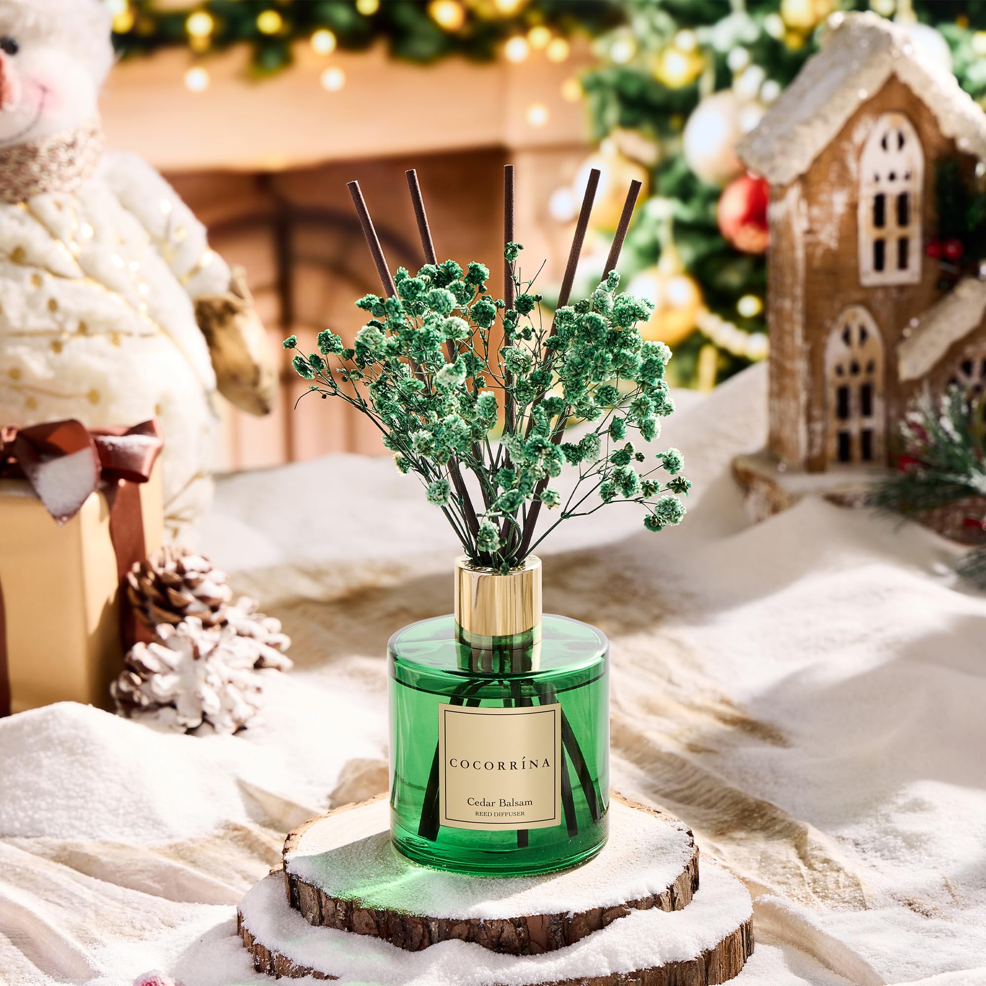 COCORR  NA Reed Diffuser - Cedar Balsam 6.7 fl oz Diffuser with Sticks Bathroom Shelf Decor Christmas Reed Diffuser
