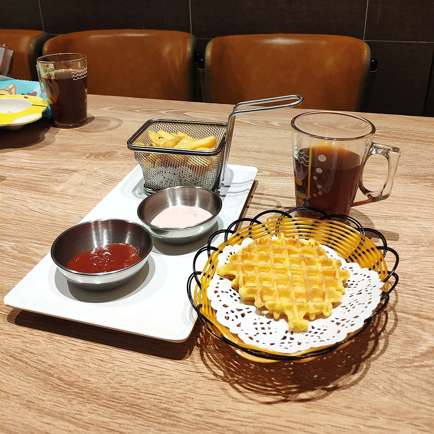 Jasni 6Pcs Stainless Steel Sauce Dishes Condiment Sauce Cups Seasoning Dishes Dip Bowls Serving Dishes Sushi Soy Dishes Silvery