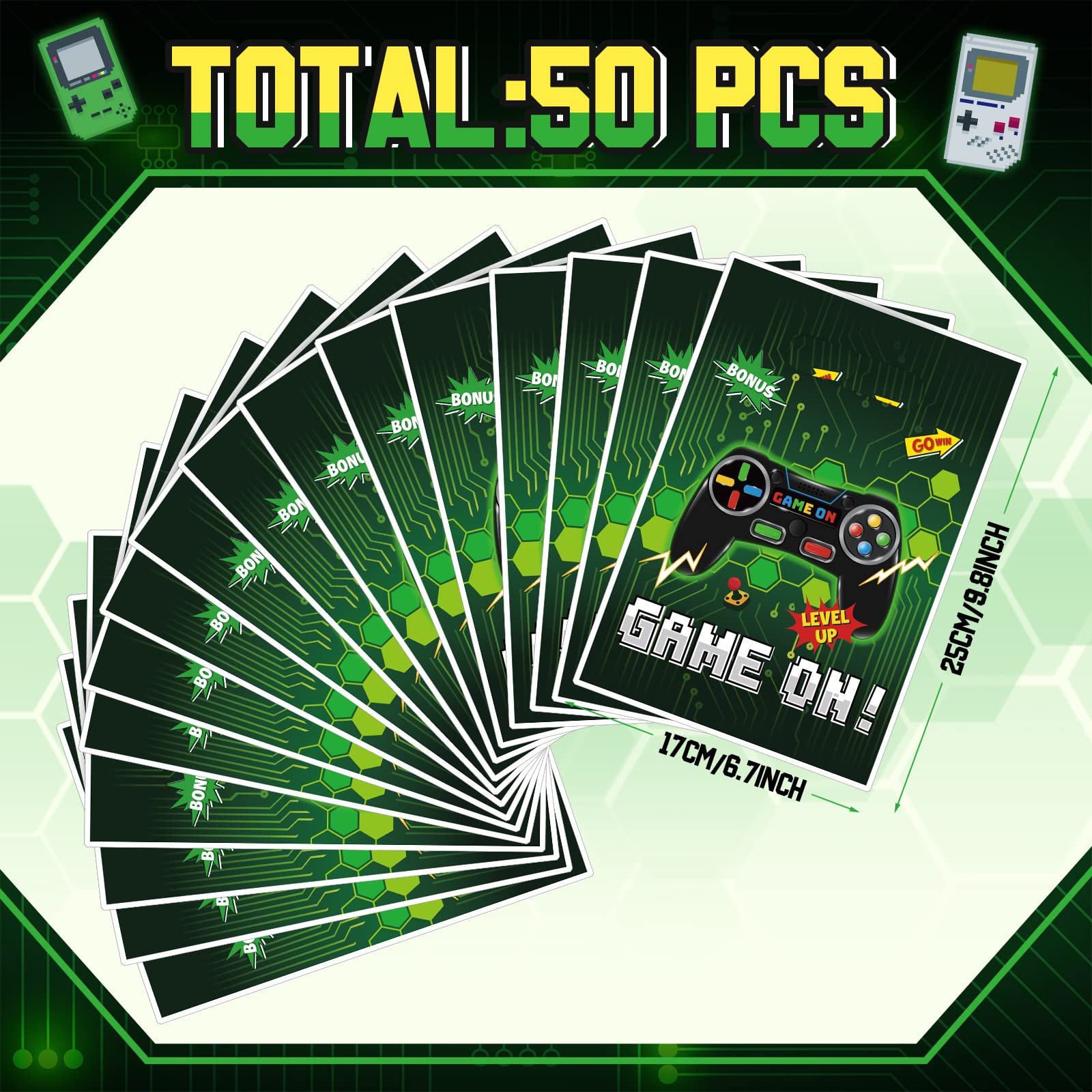 Funrous 50 Pcs Video Game Party Favors Bags Bulk Game Candy Gift Bags Plastic Game On Treat Bags Game Party Decorations For Boys