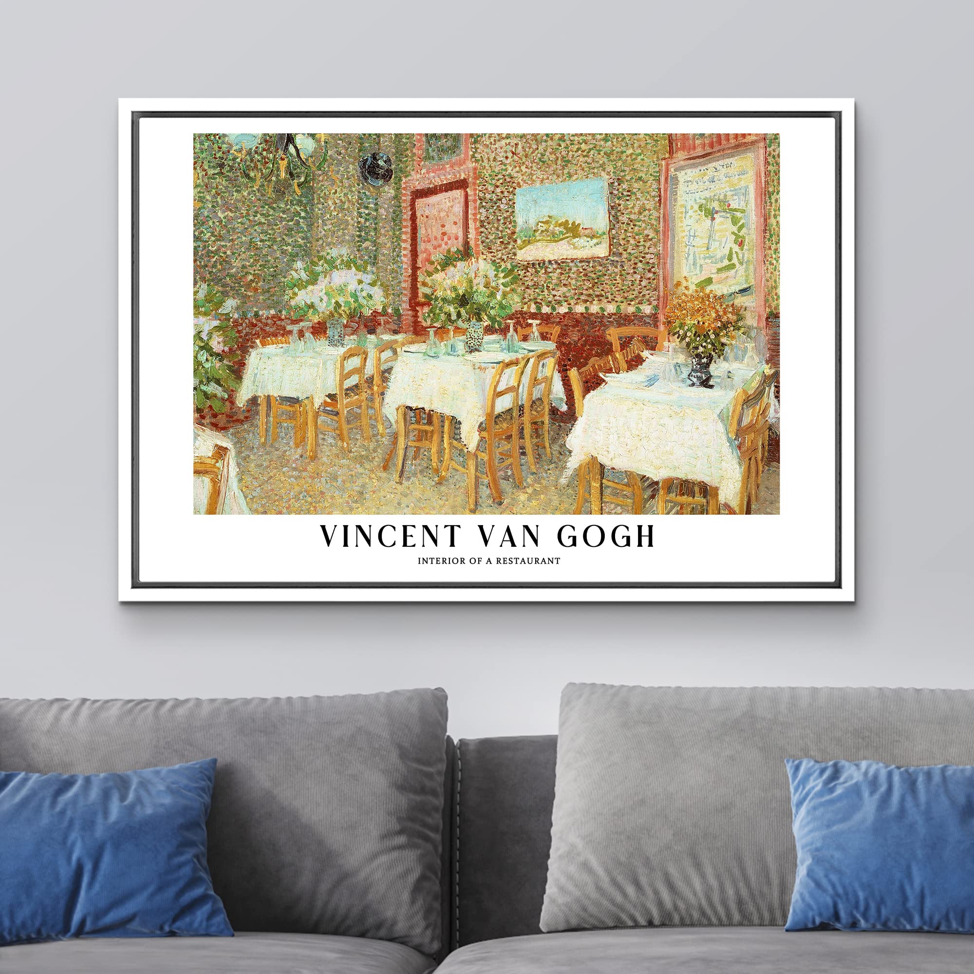 Wall26 Framed Canvas Print Wall Art Interior Of A Restaurant By Vincent Van Gogh Historic Classical Illustrations Fine Art Decor