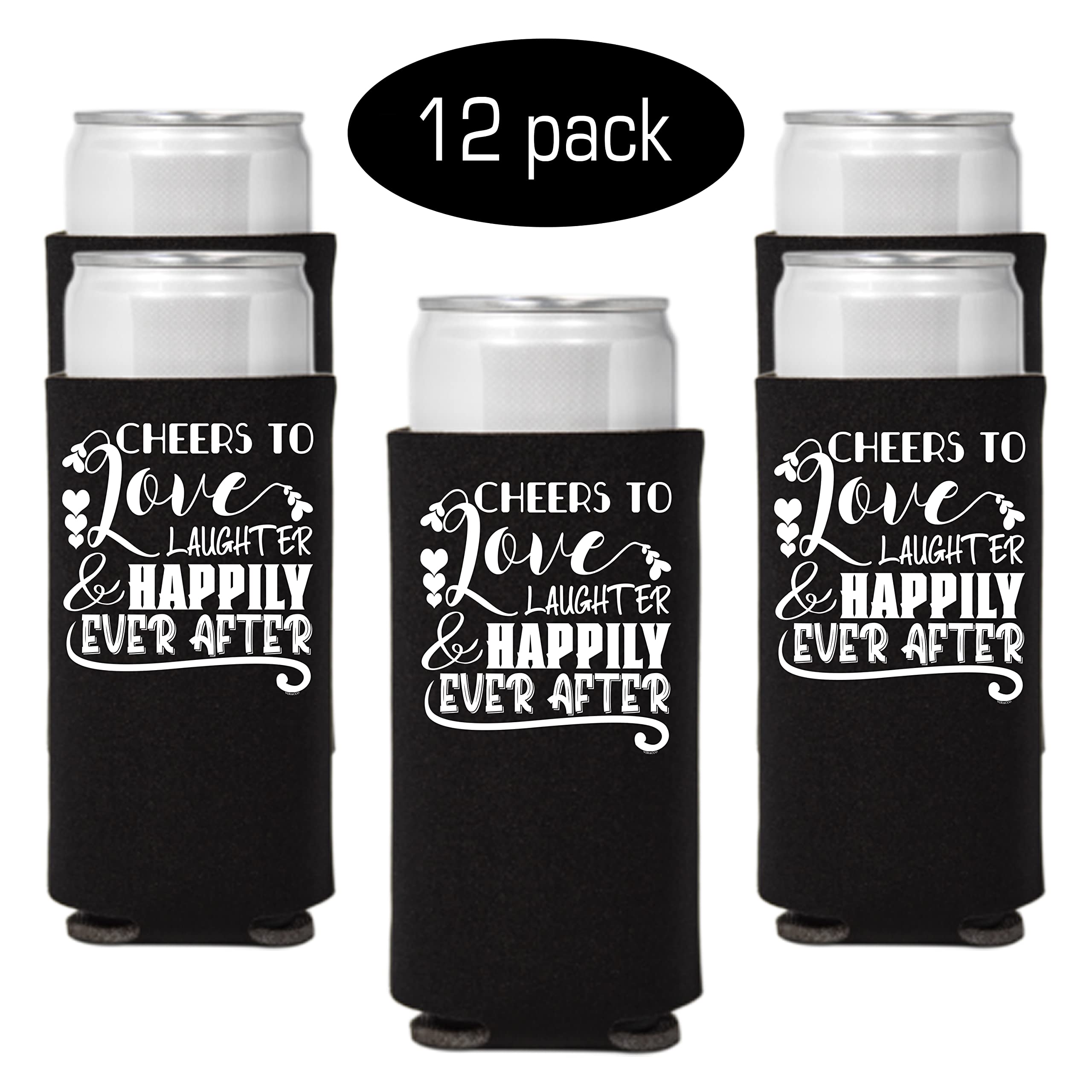 Veracco 12 Pack Of Cheers To Love Laughter And Happily Ever After Party Decorations For Bride And Groom Gifts Can Coolie Holder