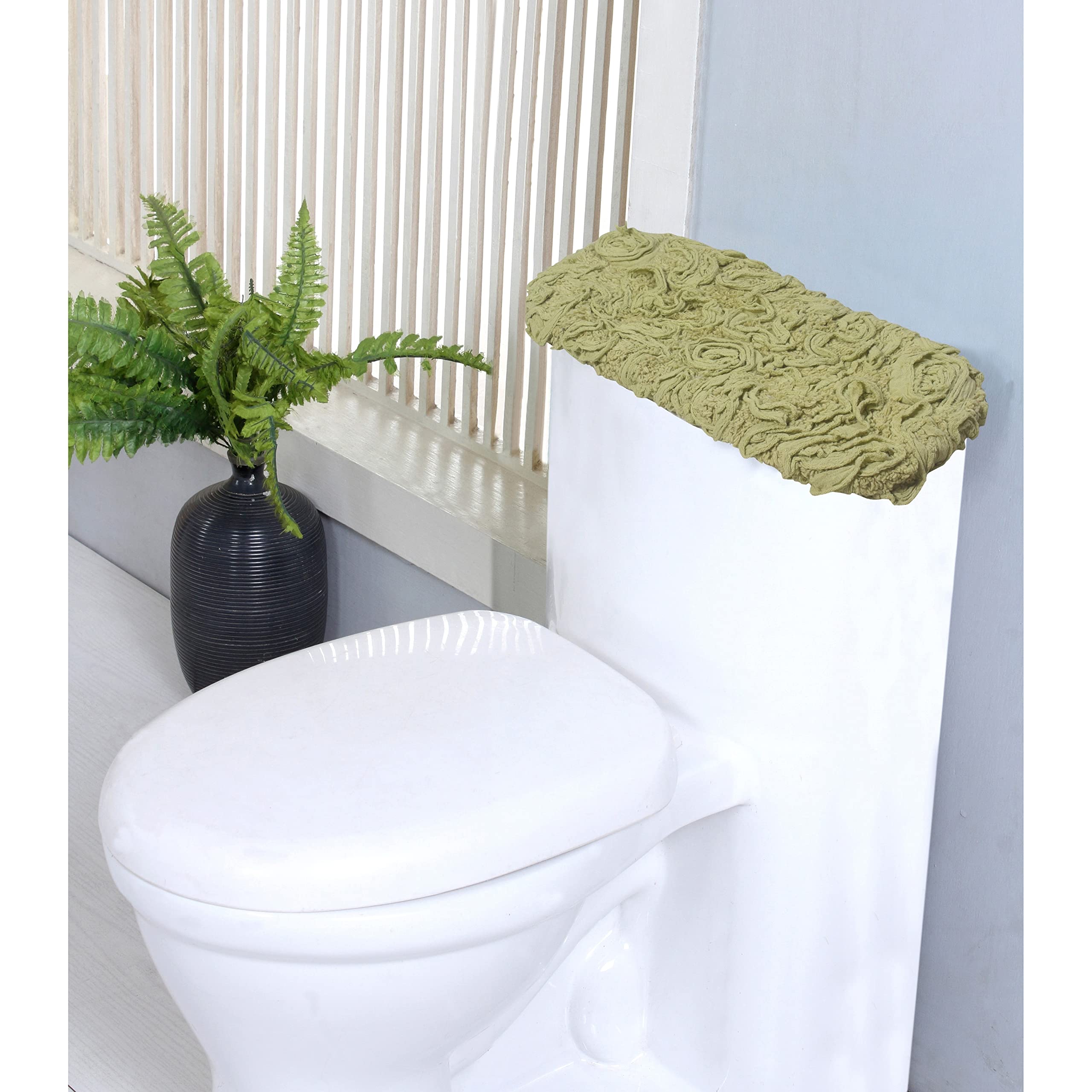 Home Weavers Bell Flower Collection 10X22 Tank Lid Cover 100% Cotton Tufted Bath Rugs, Extra Soft And Absorbent Bath Rugs, Non-S